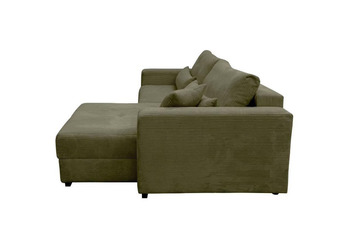 Rohová sedačka XELA, sezení boxspring, khaki manš. - černá/khaki, Moderní, textil (265/170cm)