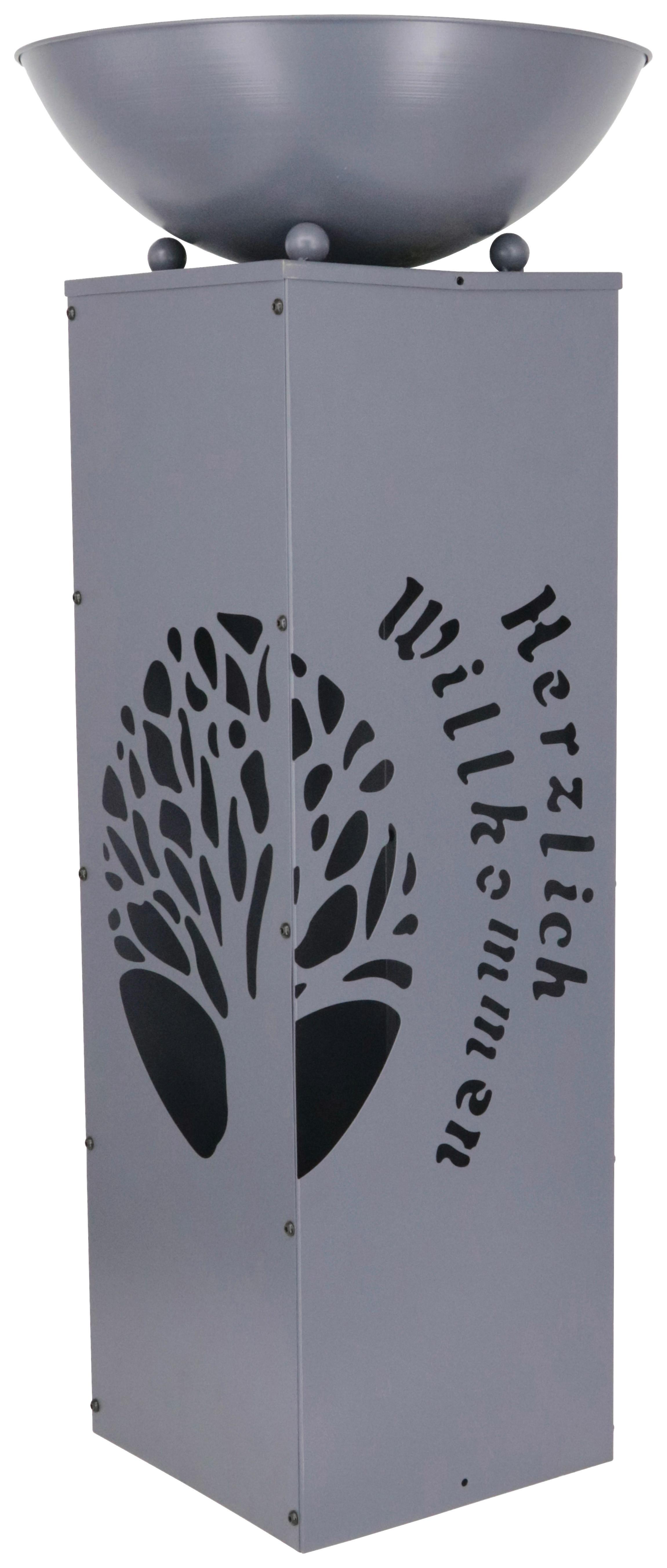 Led Dekosäule Mit Schale Welcome H: 87 Cm - Grau, Basics, Metall (38/38/87cm)