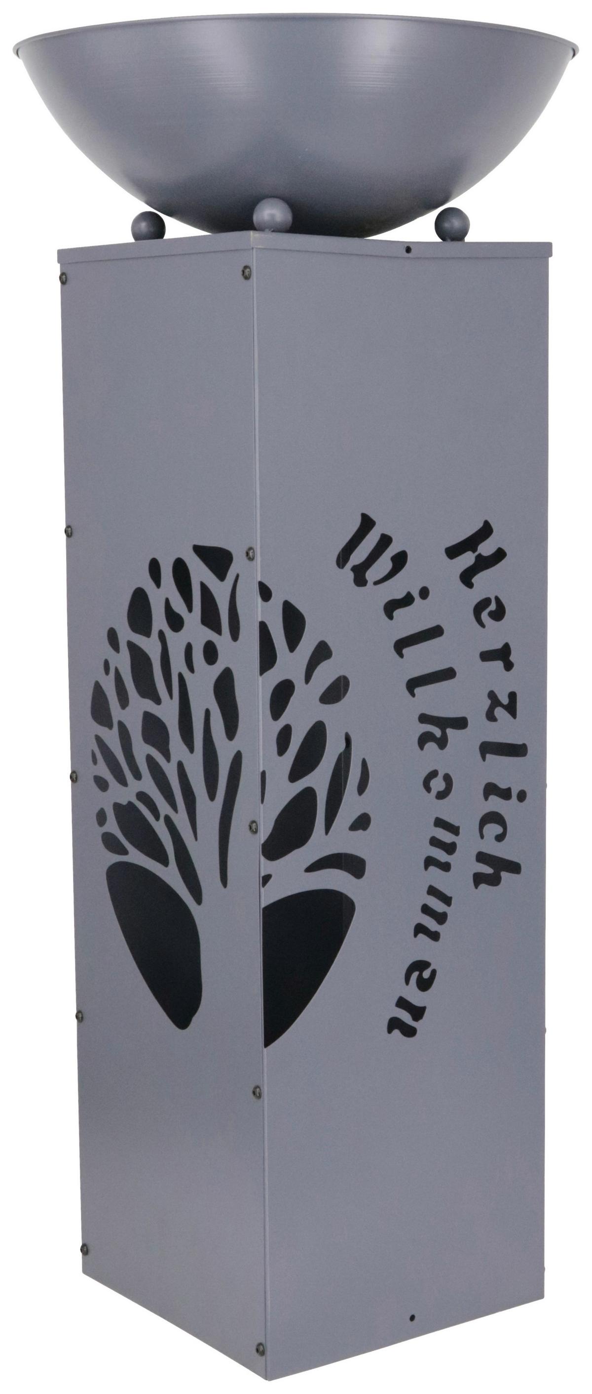 Led Dekosäule mit Schale Welcome H: 87 cm - Grau, Basics, Metall (38/38/87cm)