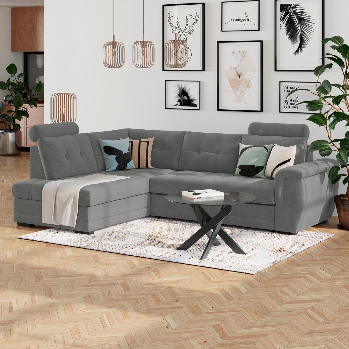 Ecksofa mit Schlaffunktion Falco new Braun 251x183 cm - Schwarz/Braun, KONVENTIONELL, Textil (251/183cm) - Ondega