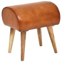 Hocker Leder Braun Sitz Gepolstert H: 53 cm Rechteckig - Naturfarben/Braun, MODERN, Leder (45/53/40cm) - MID.YOU