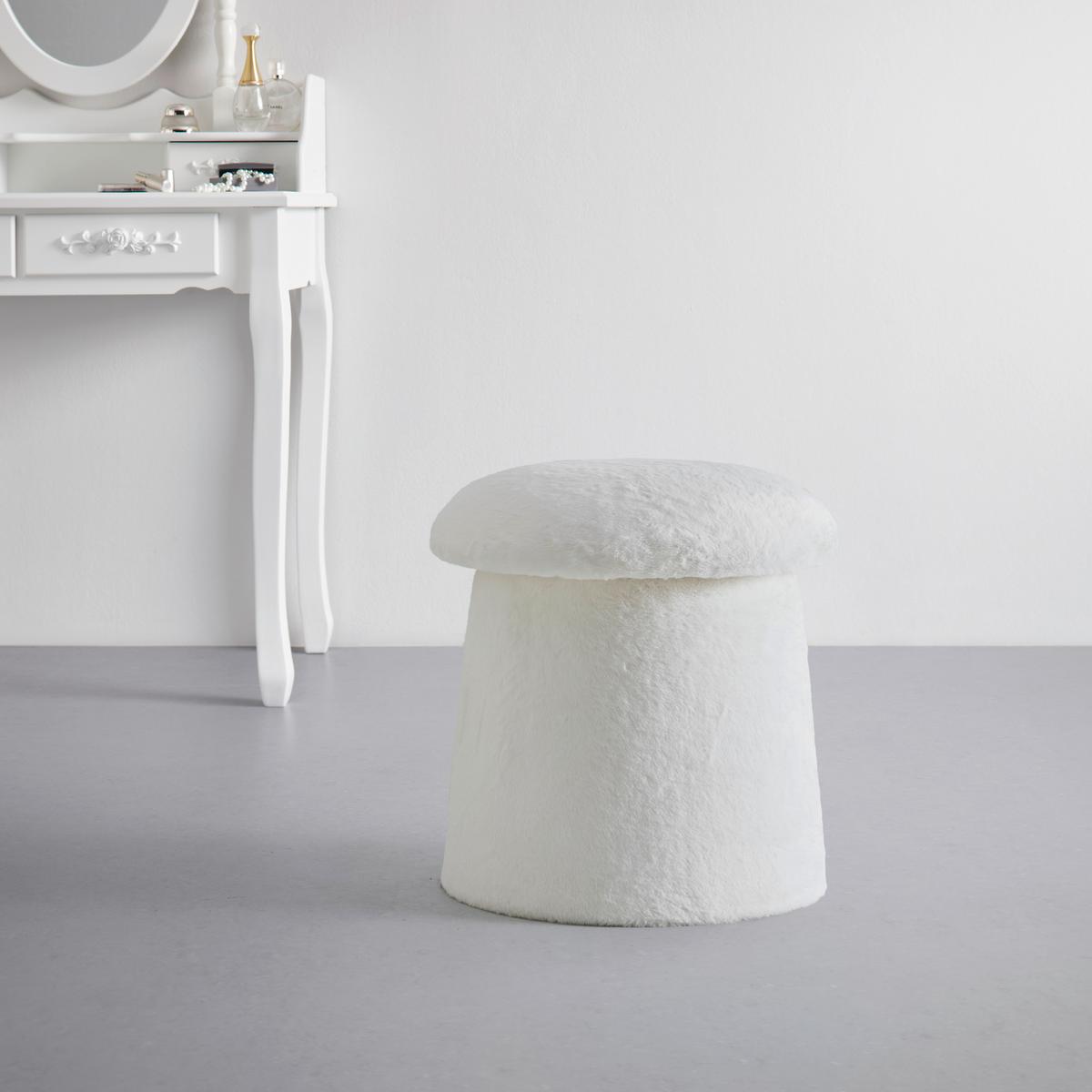 Taburet FUNGI -TREND- - bílá/krémová, Romantický / Rustikální, kompozitní dřevo/textil (41/43/41cm) - Premium Living