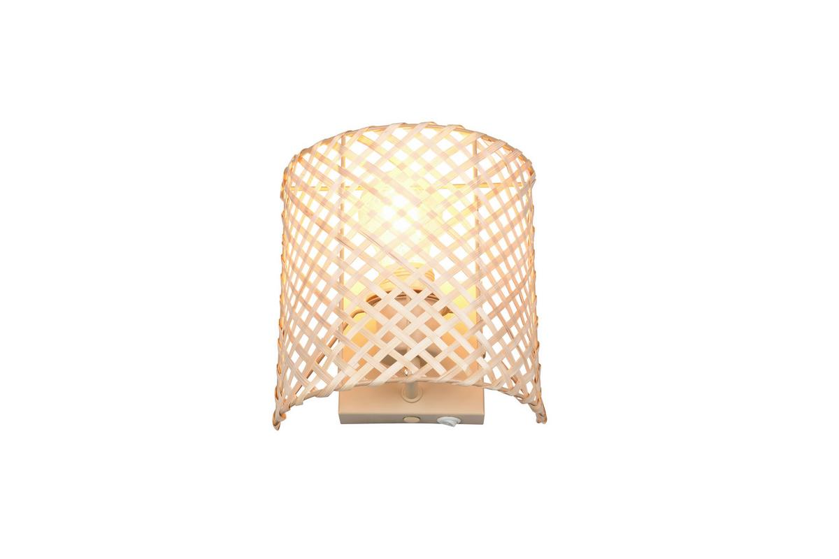 Wandleuchte Bina Naturfarben Beige B: 19 cm - Beige/Naturfarben, Natur, Naturmaterialien/Metall (19/19/10,5cm)