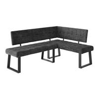 Eckbank Dunkelgrau Polyester Laslo 185x134 Cm - Dunkelgrau/Schwarz, MODERN, Textil/Metall (185/134cm) - MID.YOU