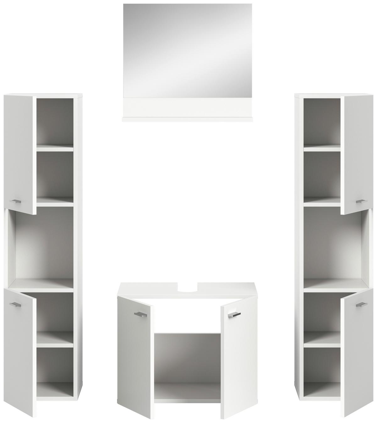 Badezimmer Boston Weiß D: 117 Cm - Silberfarben/Weiß, MODERN, Glas/Holzwerkstoff (117cm) - MID.YOU
