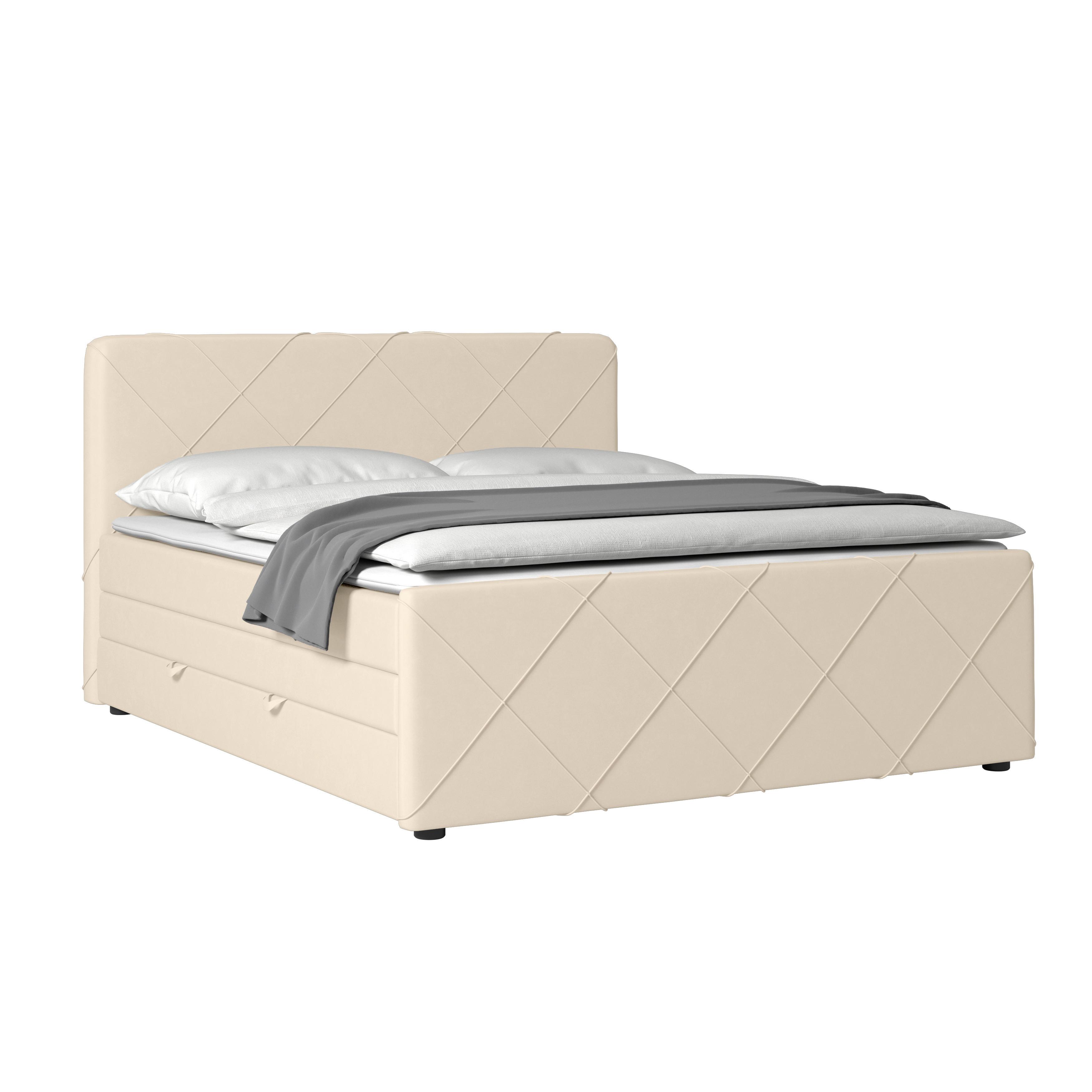 Boxspringbett mit Bettkasten Cordoba 180x200 Weiß - Schwarz/Weiß, MODERN, Holzwerkstoff/Kunststoff (180/200cm) - MID.YOU