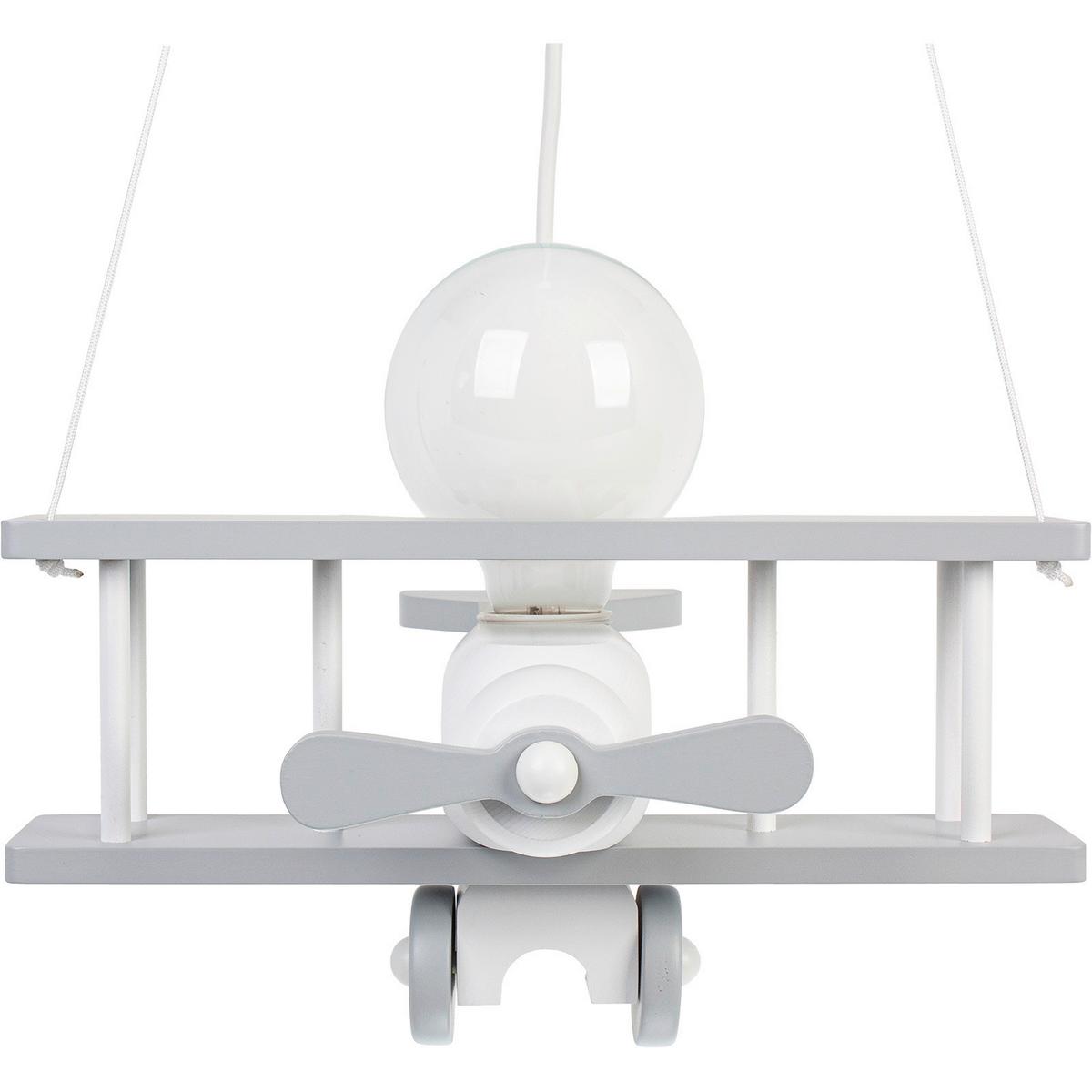 Kinderhängeleuchte Flugzeug H: 75 Cm 1-Flammig - Weiß/Grau, KONVENTIONELL, Holz (29/31/75cm)