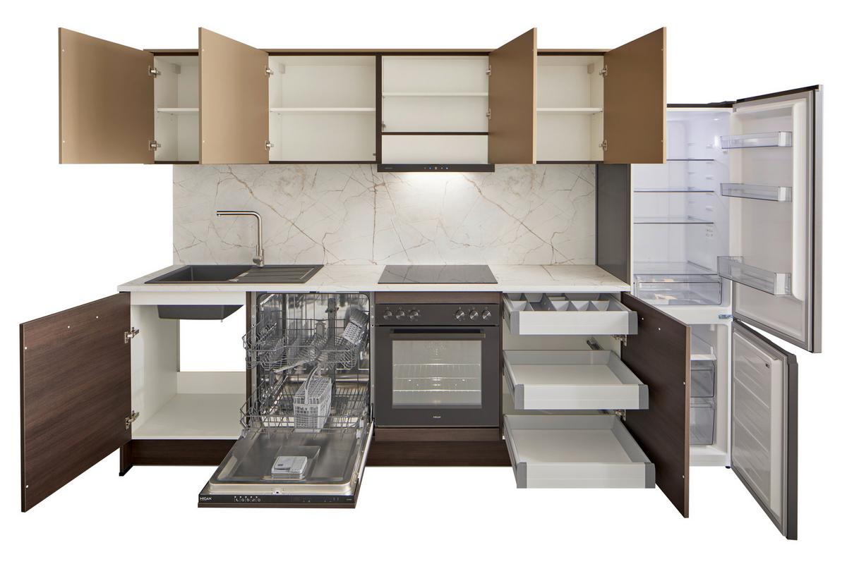 KÜCHENBLOCK IP2200 - Eiche dunkel/Karamell, MODERN, Holzwerkstoff (243,2cm) - Impuls