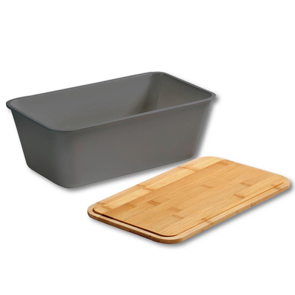 Brotkasten Grau L: 36 cm - Grau, Basics, Holz/Kunststoff (36/21.5/17cm) - Kesper