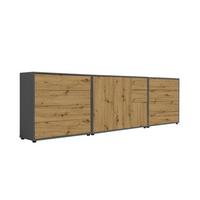 Sideboard Mailand Anthr./eiche Dekor B: 263,5cm - Anthrazit/Schwarz, MODERN, Holzwerkstoff (263,5/73/33cm) - MID.YOU