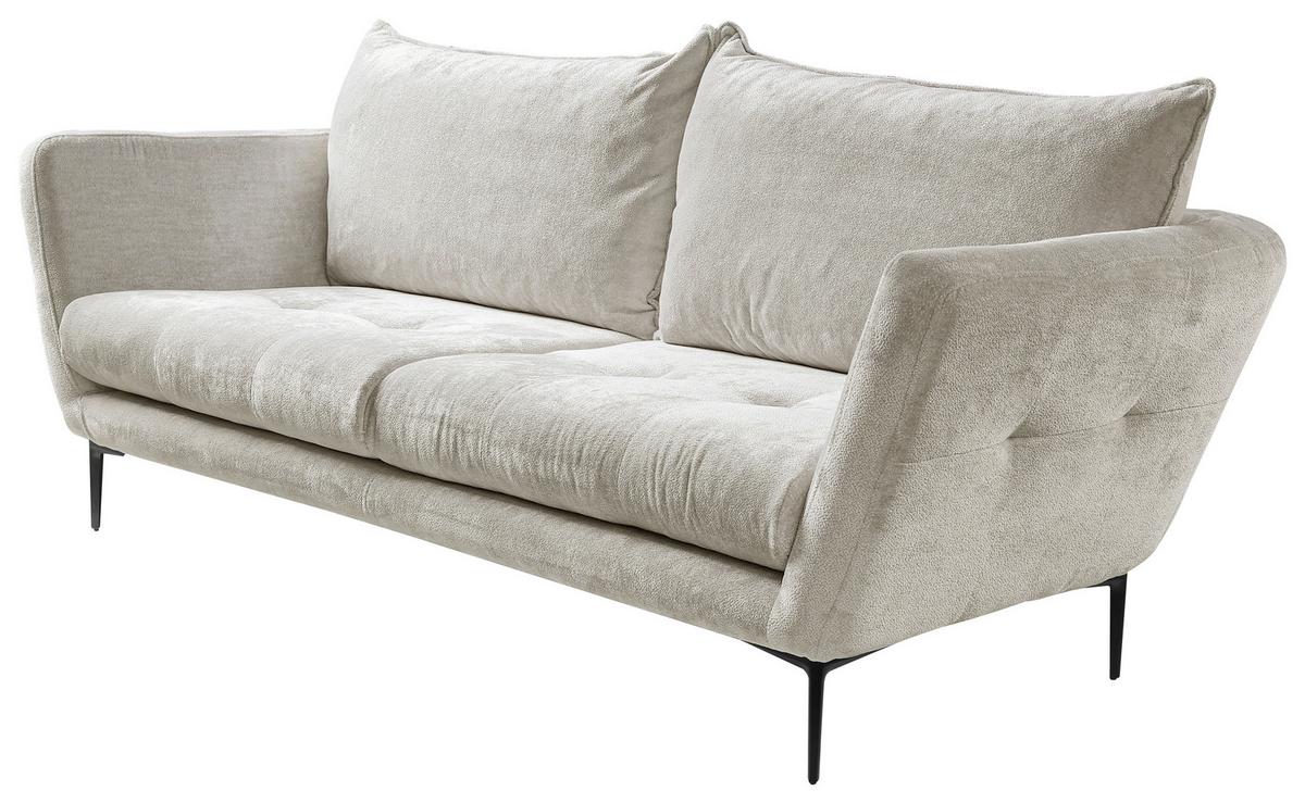 Sofa Ankona Creme/Schwarz, 225 cm - Creme/Schwarz, Design, Textil (225/86/95cm) - MID.YOU