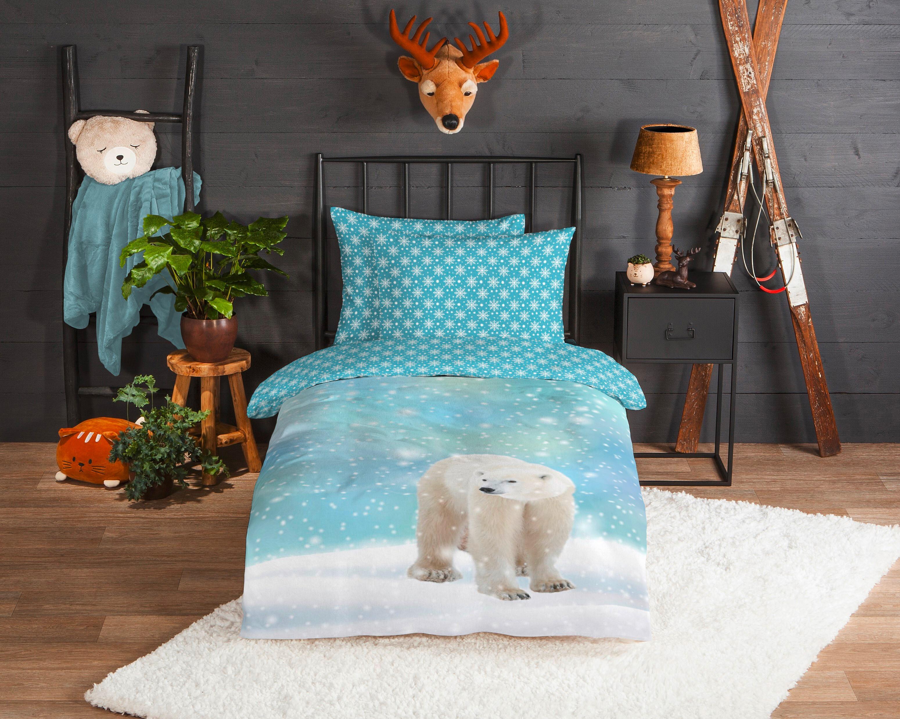 Bettwäsche Icebear Blau Hellblau 140x200 cm - Blau/Hellblau, Trend, Textil (140/200cm)