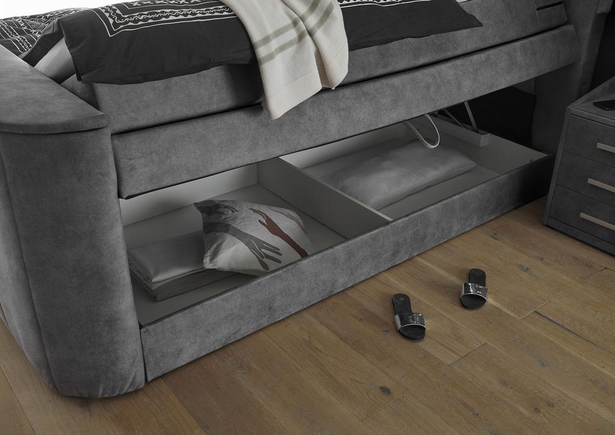 Boxspringbett Mit Topper 180x200 Cm Dallas - Grau, MODERN, Holzwerkstoff/Textil (180/200cm) - MID.YOU