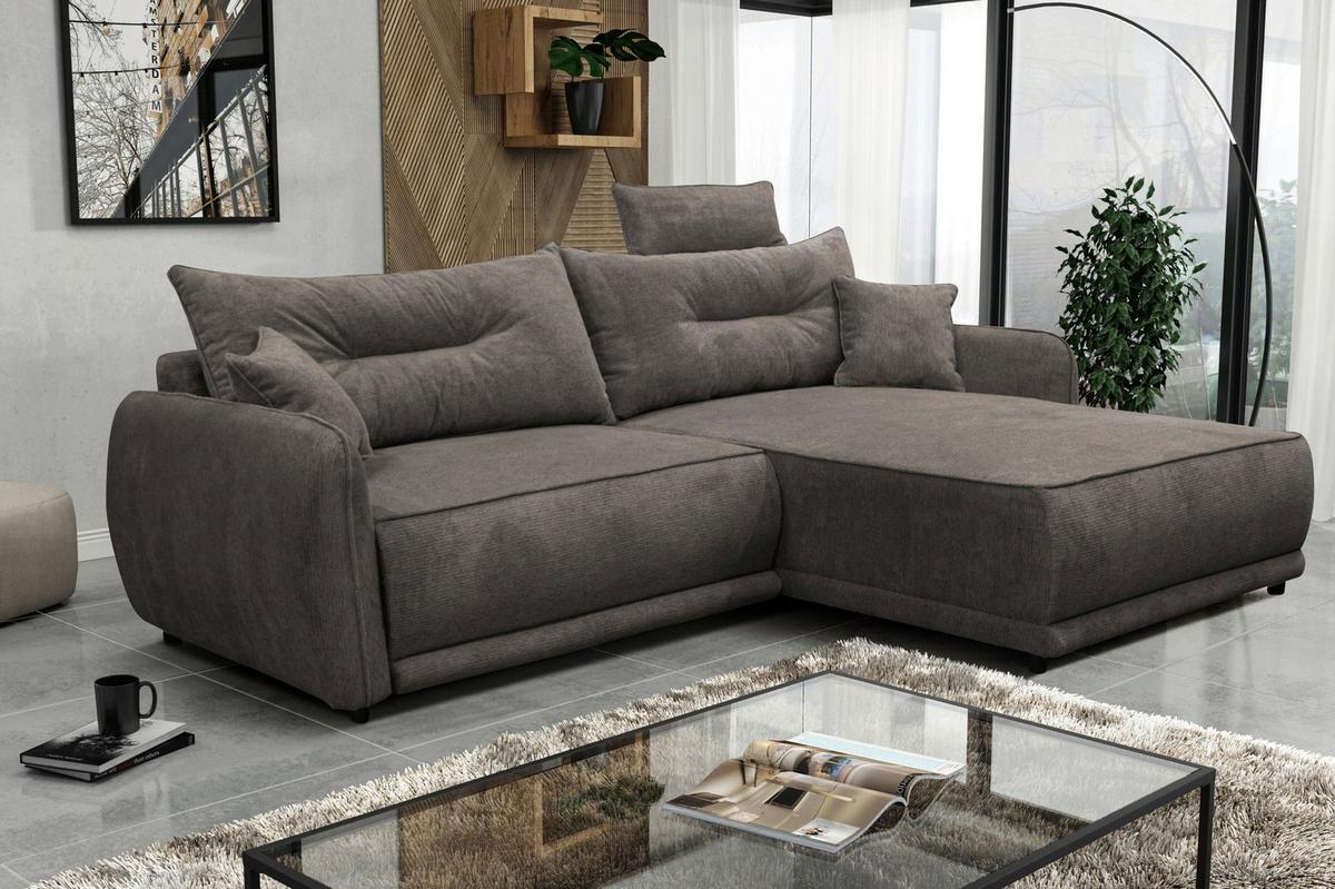 Ecksofa Fresh Dunkelgrau 264x195 cm - Dunkelgrau/Beige, Design, Textil (264/195cm) - MID.YOU