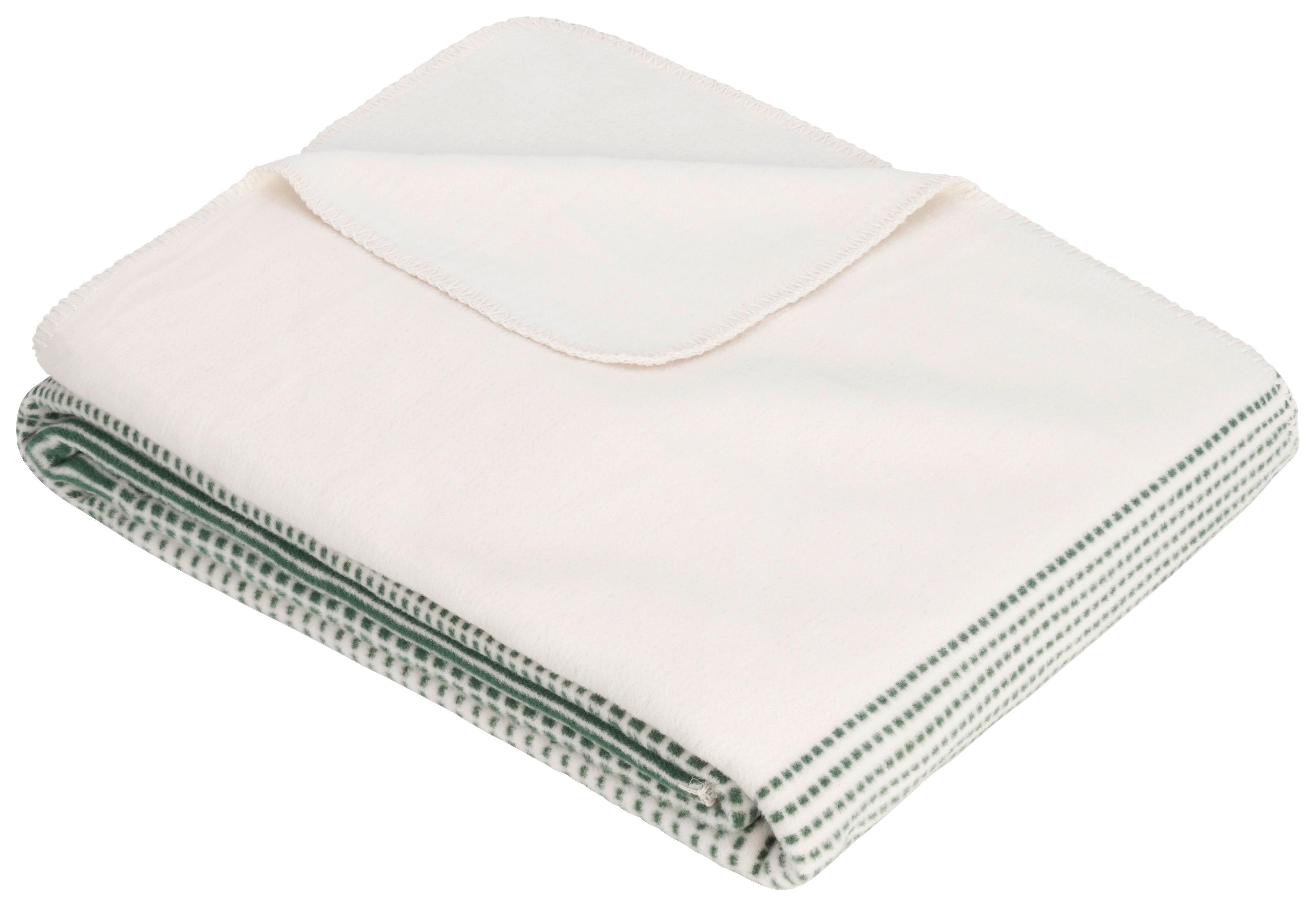 Kuscheldecke Salerno Weiß/grün 140x200cm Streifen - Weiß/Grün, KONVENTIONELL, Textil (140/200cm) - Ibena