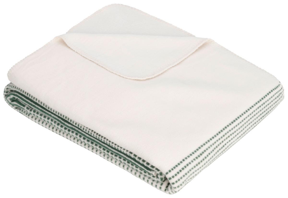 Kuscheldecke Salerno Weiß/Grün 140x200cm Streifen - Weiß/Grün, KONVENTIONELL, Textil (140/200cm) - Ibena
