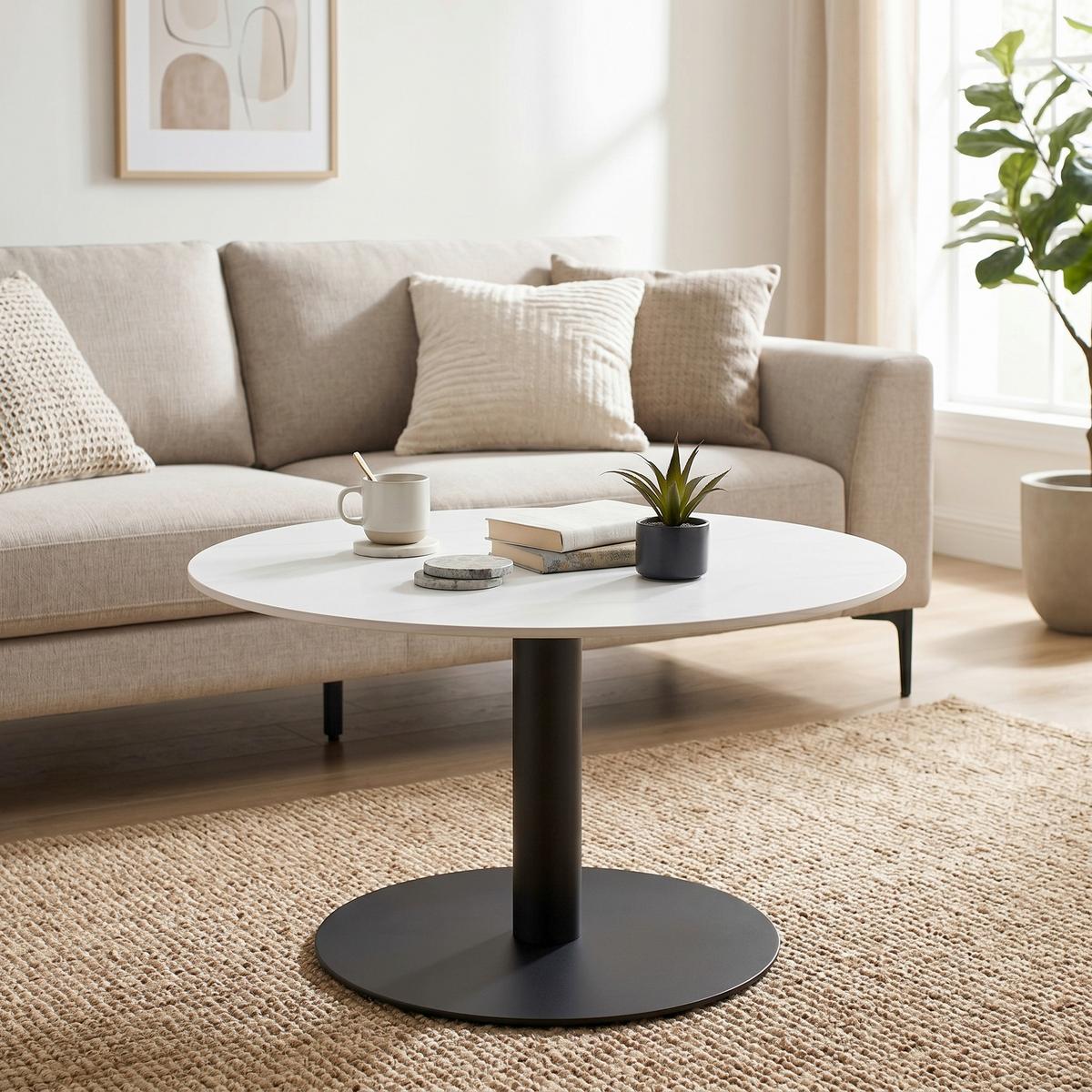 Konferenčný stolek BURSA - bílá/černá, Moderní, kov/keramika (80/45cm) - Mömax