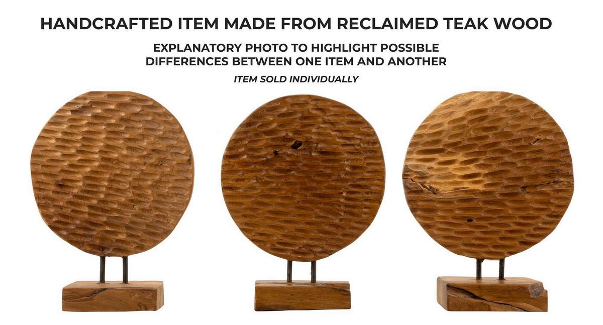 Skulptur Coin Teak, Braun B: 30 cm - Braun, Basics, Holz (30/40/15.5cm)