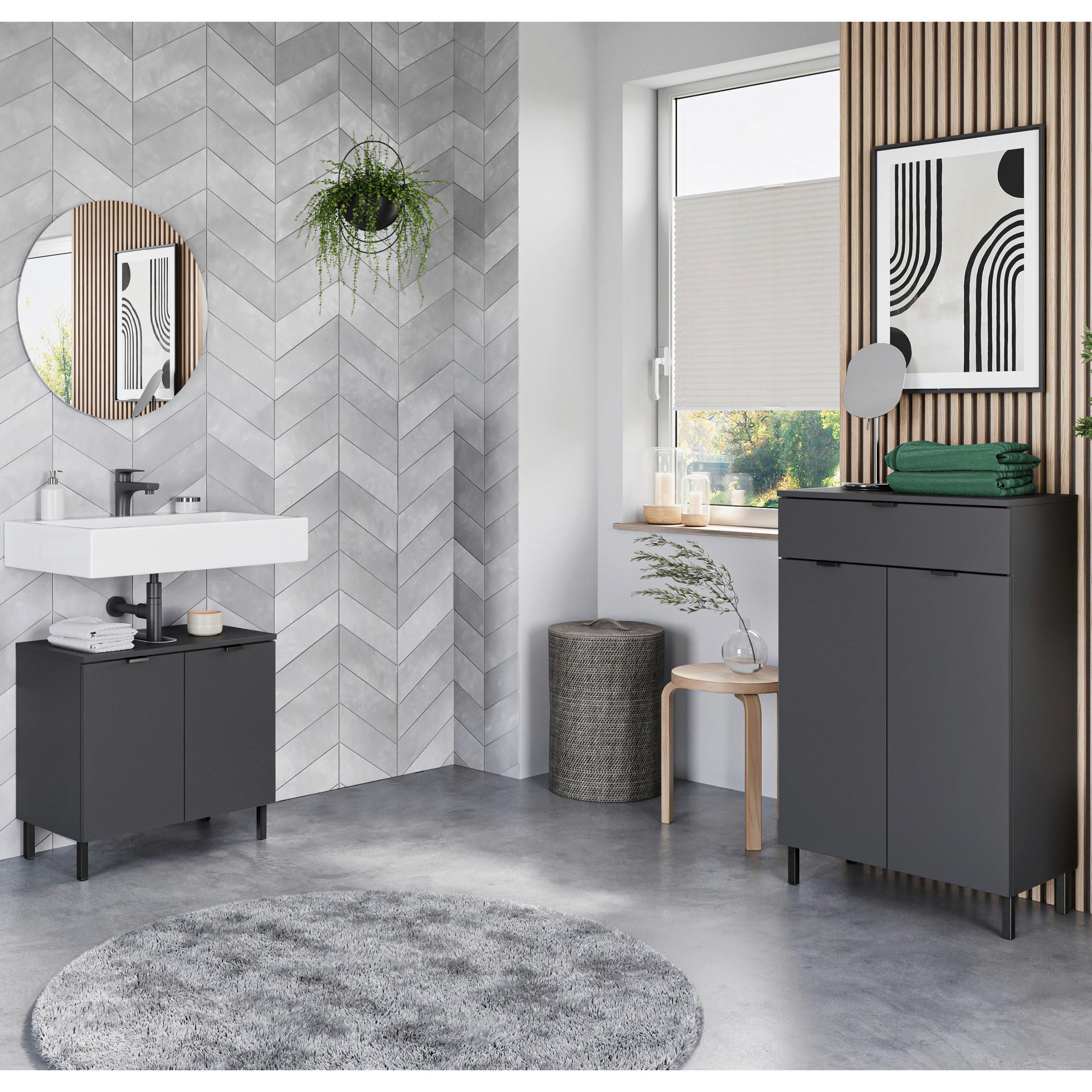 Badezimmer Arcena Graphitfarben 3-teilig - Schwarz/Graphitfarben, MODERN, Holzwerkstoff (120cm) - Germania