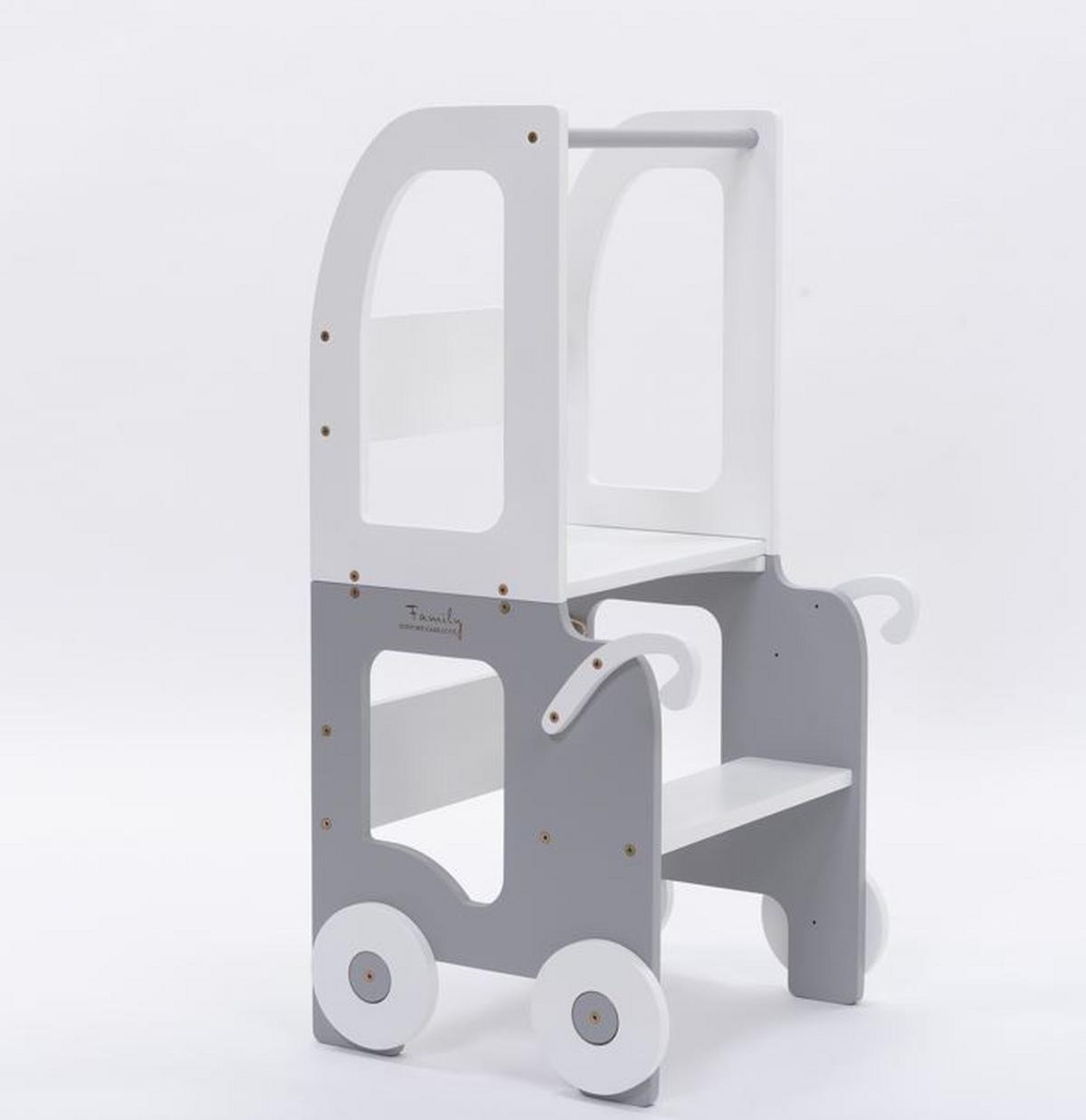 Hochstuhl Trolley Aus Holz Grau/weiß - Weiß/Grau, Basics, Holz (38/90/40cm)