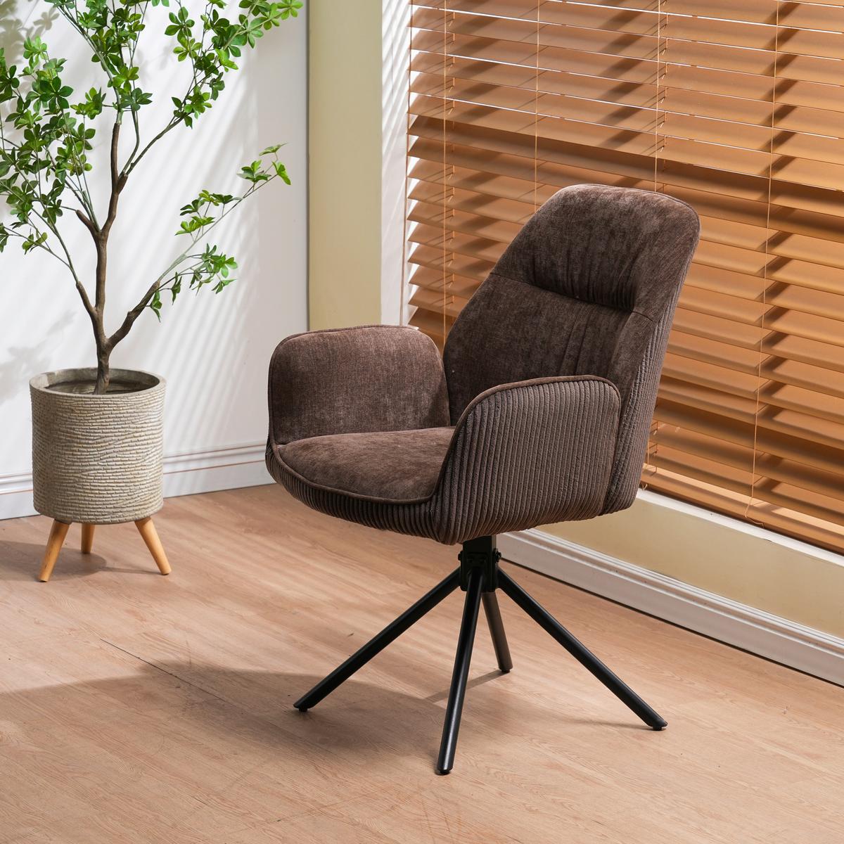 Armlehnstuhl Oulo Braun/Dunkelbraun B: 60 cm - Dunkelbraun/Schwarz, MODERN, Textil/Metall (60/89/65cm) - Livetastic