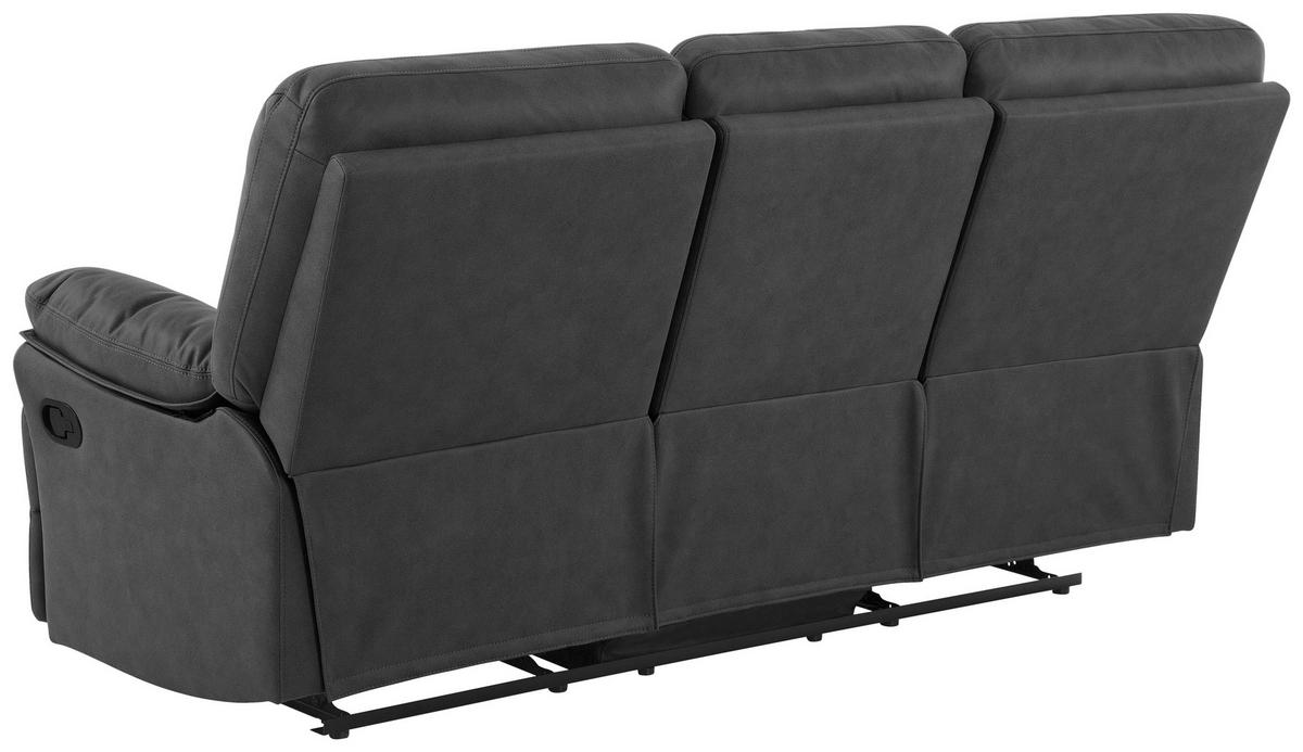 Trojmiestna pohovka CLARA, sivá, s relaxačnou funkciou - čierna/sivá, Basics, kov/drevo (200/99.5/94cm) - Livetastic