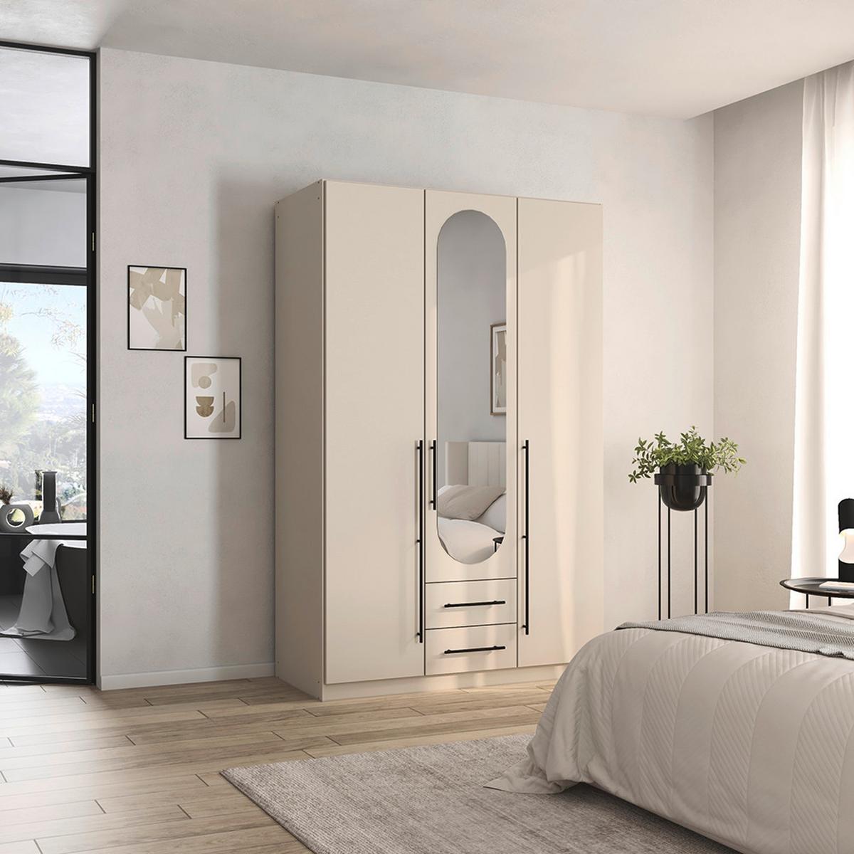 ŠATNÍ SKŘÍŇ S OTOČNÝMI DVEŘMI VELORA, šířka 136 cm - černá/šampaňská, Konvenční, kov/kompozitní dřevo (136/210/54cm) - Mömax