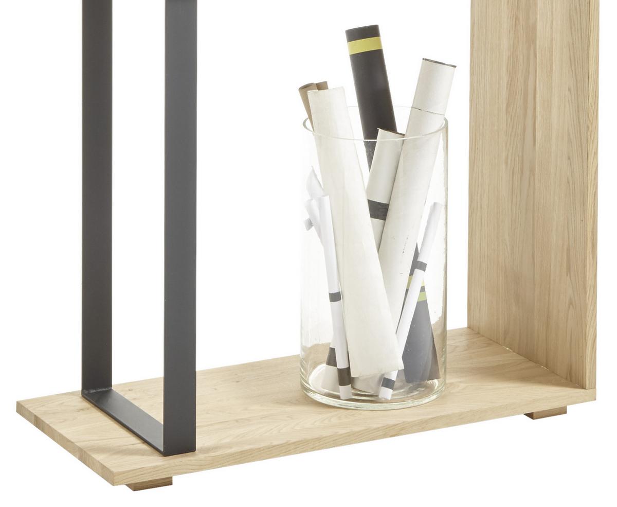 Konzolový stůl dub masiv LUCIO - černá/barvy dubu, Natur, kov/dřevo (80/35/92cm) - MID.YOU