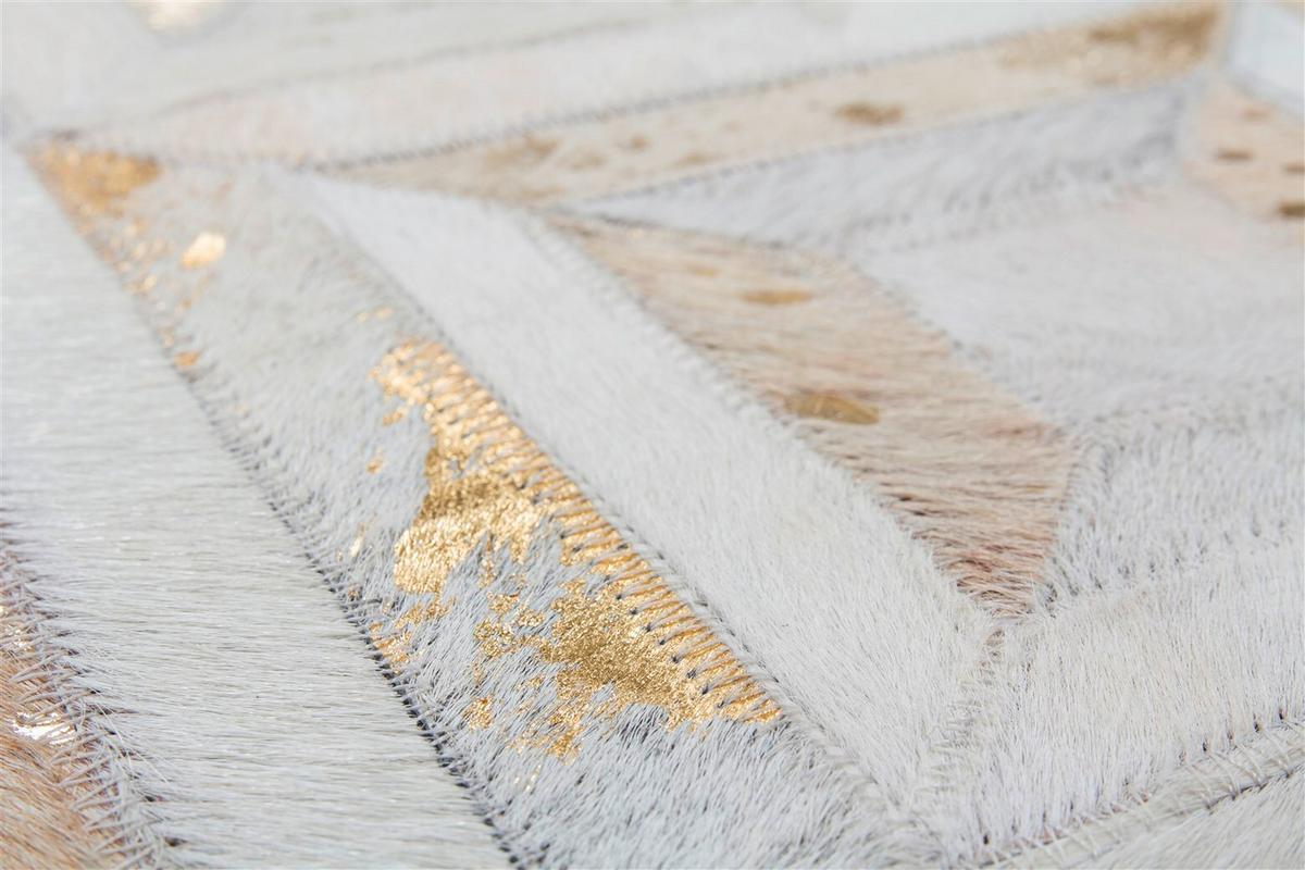 Flachwebteppich, 80x150 cm Spark 410 Elfenbein / Gold - Goldfarben/Creme, Basics, Leder (80/150cm) - Novel