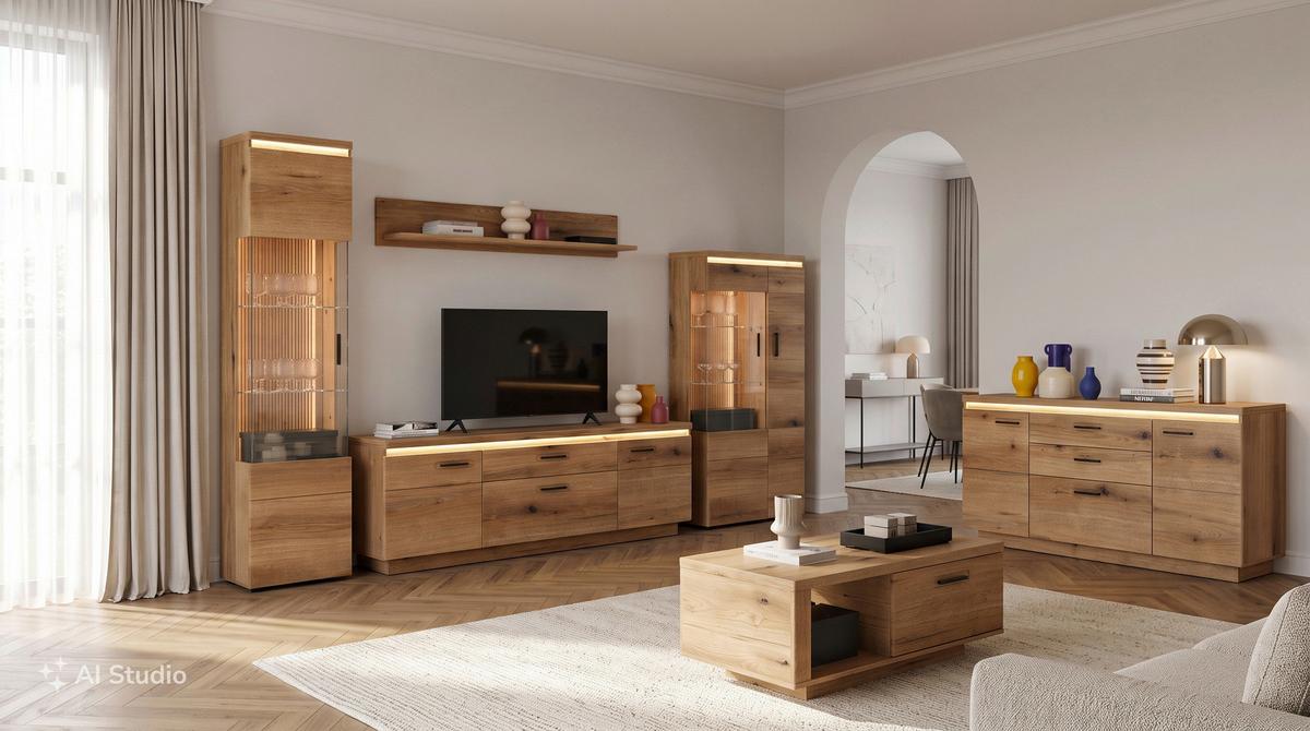WANDREGAL Molina Eiche Dekor B: 140cm - Eichefarben, Basics, Holzwerkstoff (140/24/23,6cm)