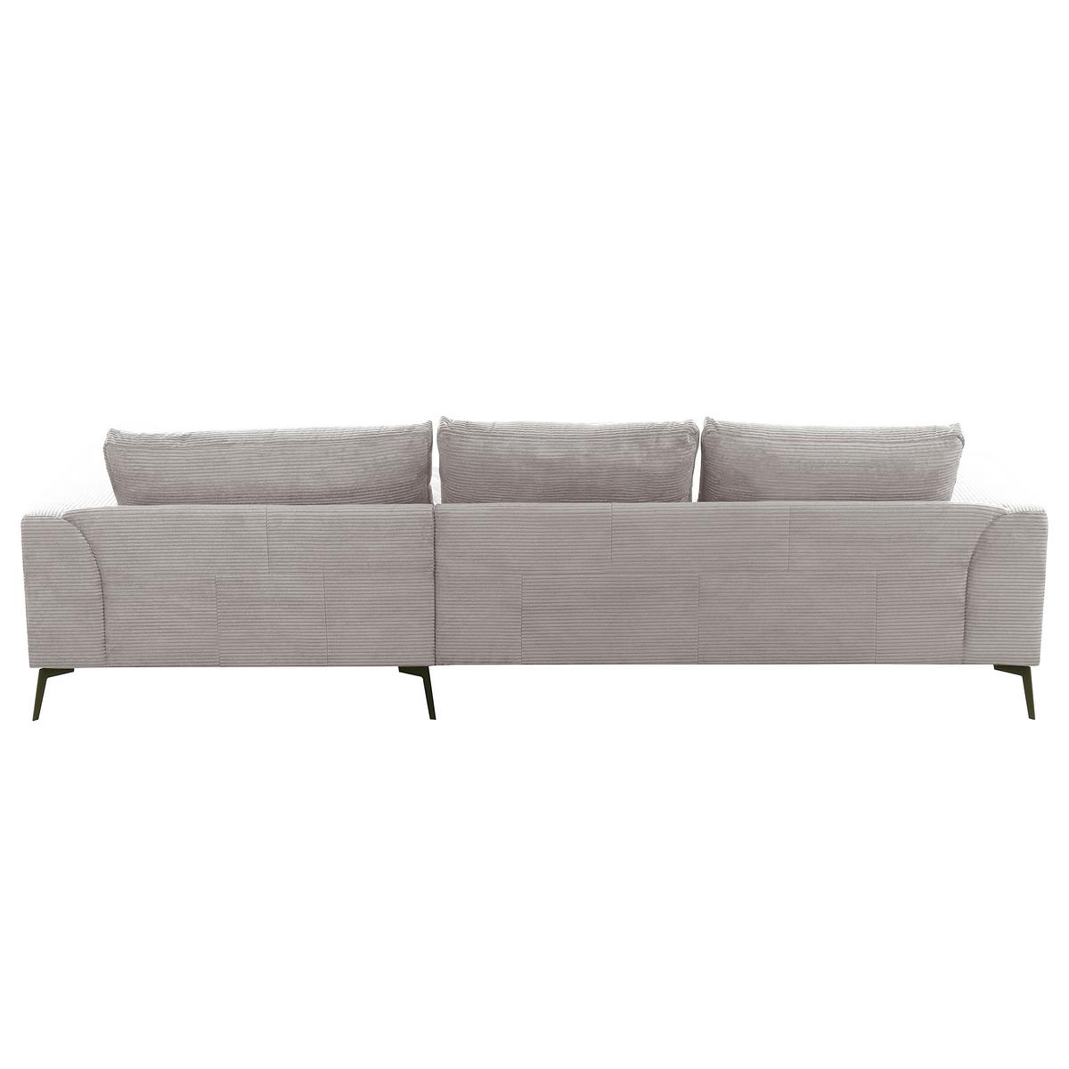 Ecksofa Berlin Hellgrau Cord 313x172 cm - Hellgrau/Schwarz, Design, Textil (313/172cm) - P & B