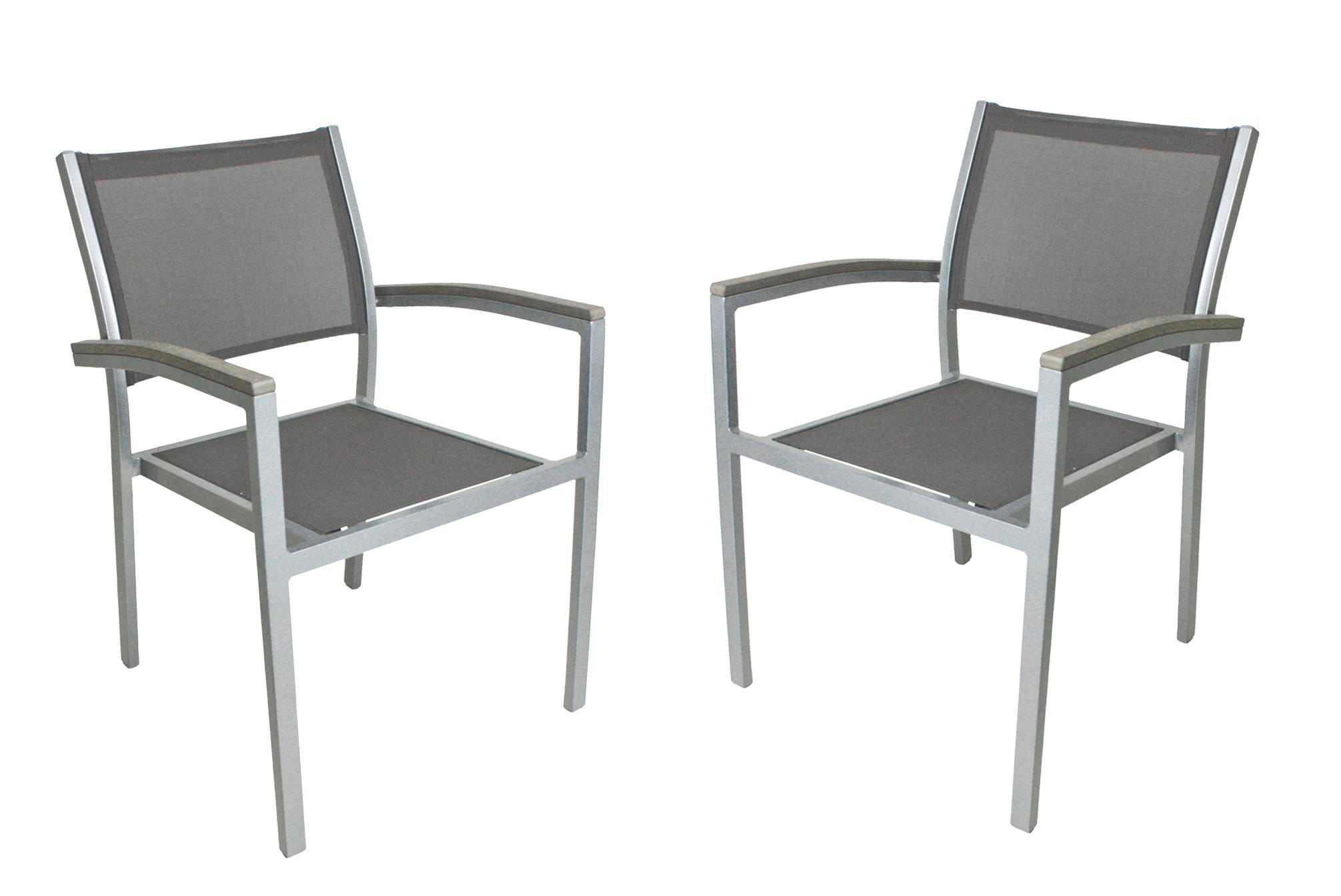 Gartenstuhl-Set Grace - Silberfarben/Grau, Basics, Kunststoff/Textil (60/86/55cm) - Gardenson