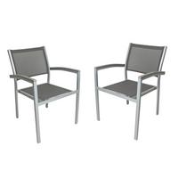 Gartenstuhl-Set Grace - Silberfarben/Grau, Basics, Kunststoff/Textil (60/86/55cm) - Gardenson