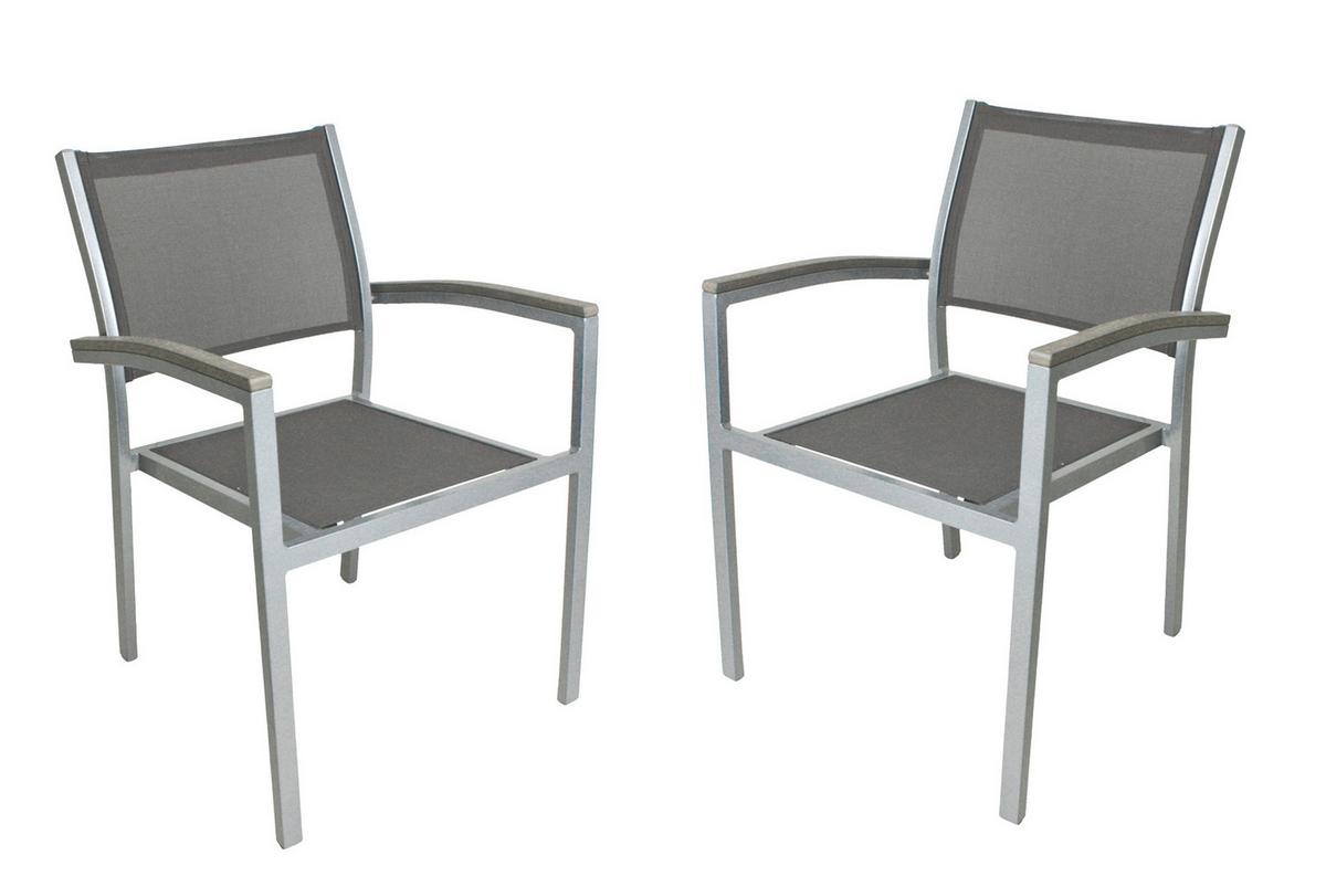 Gartenstuhl-Set Grace - Silberfarben/Grau, Basics, Kunststoff/Textil (60/86/55cm) - Gardenson