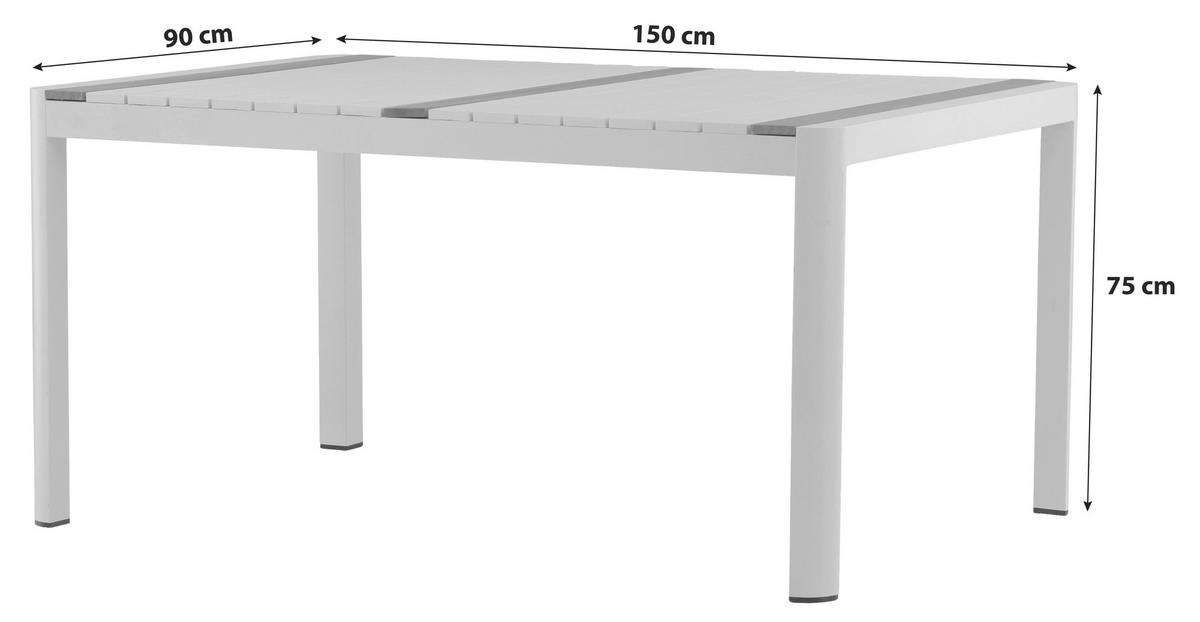 Gartentisch Togo Teakholz/metall L 90 Cm - Weiß, KONVENTIONELL, Holz/Metall (150/90/75cm) - Gardenson