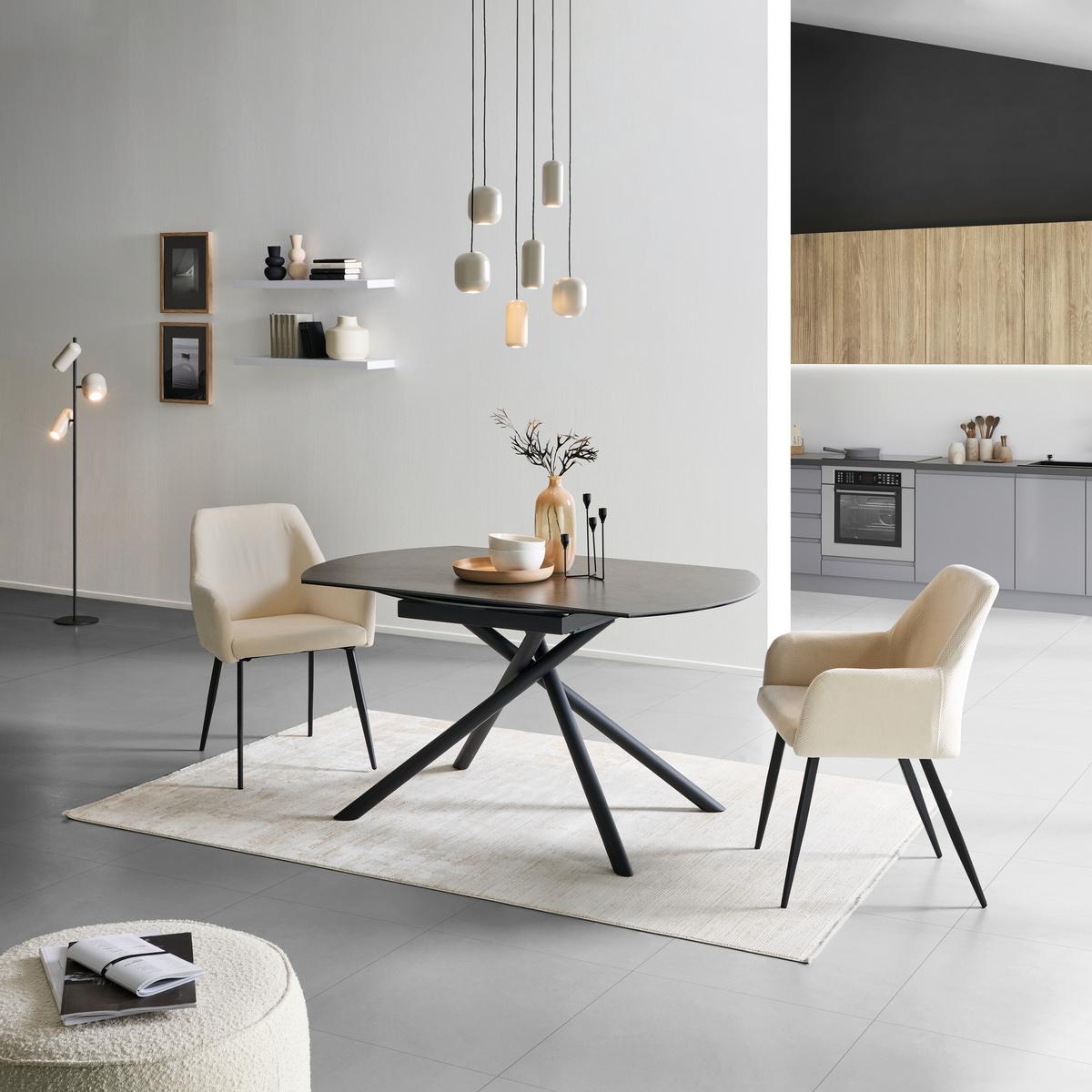 Esstisch Tiana - Anthrazit/Schwarz, LIFESTYLE, Glas/Keramik (90-140/76/140cm) - MID.YOU