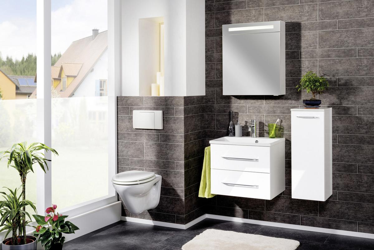 Waschbecken Mit Unterschrank Clever B: 60 Cm Weiß - Weiß, MODERN, Holzwerkstoff/Kunststoff (60cm) - MID.YOU