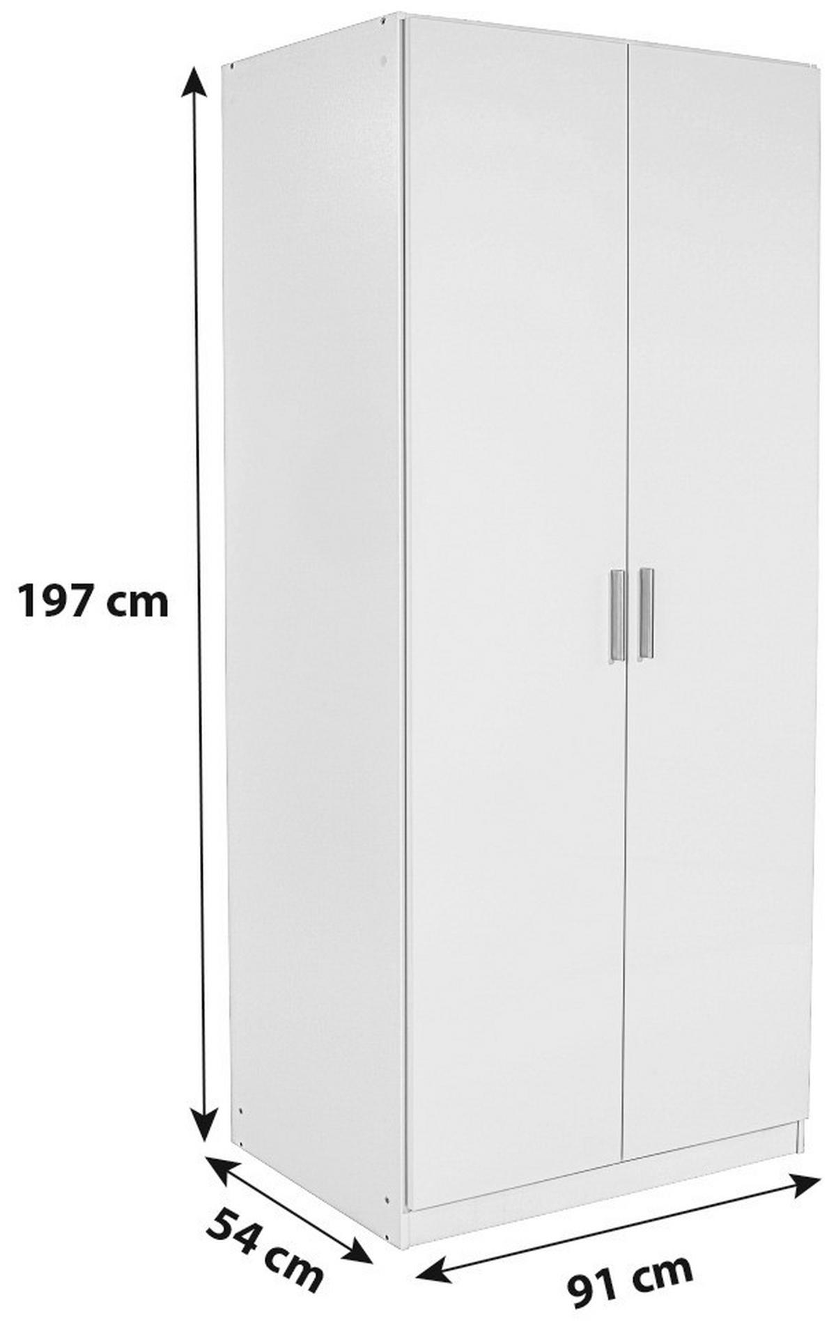 ŠATNÍ SKŘÍŇ CELLE - bílá/barvy hliníku, Moderní, kompozitní dřevo/plast (91/197/54cm)