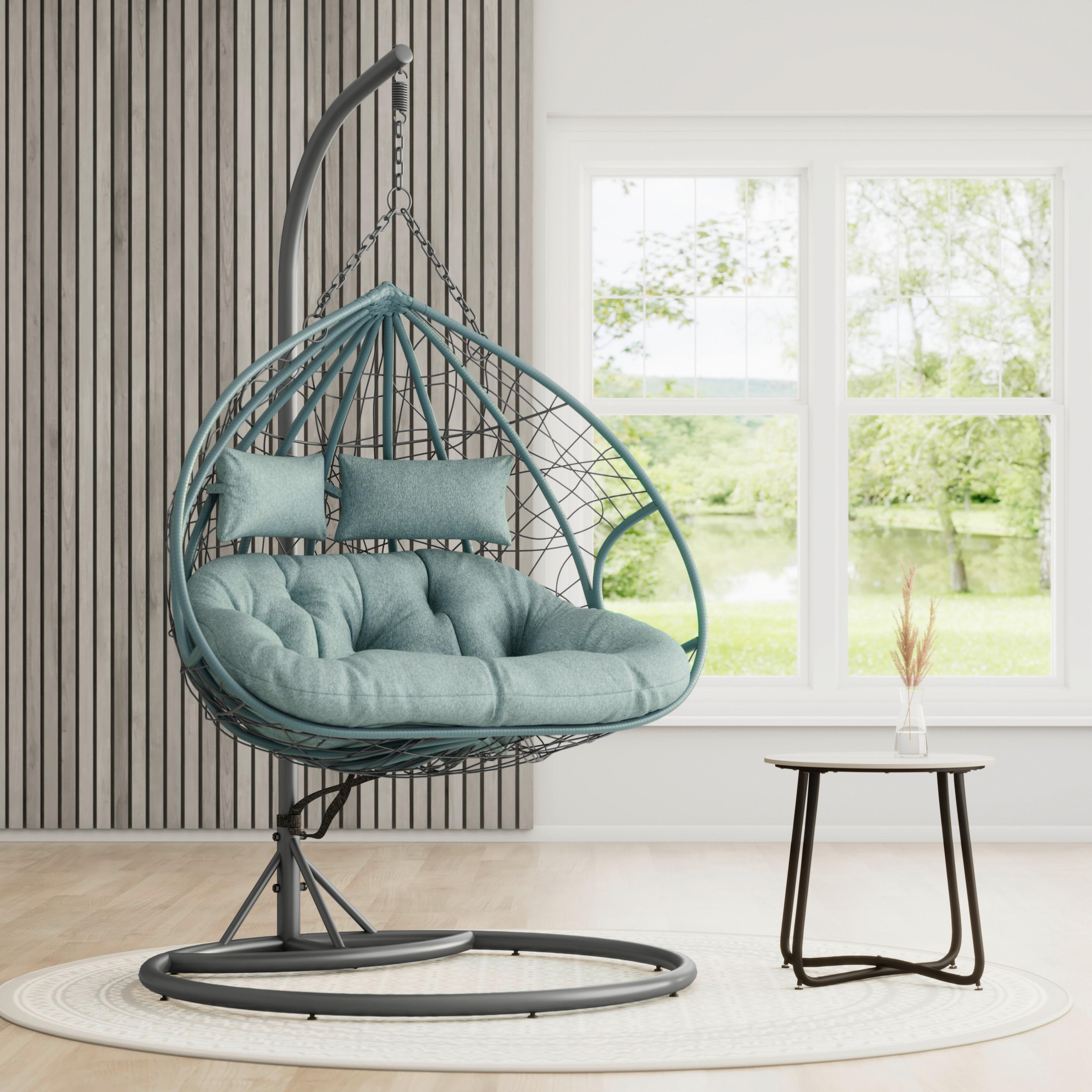ZÁVĚSNÉ KŘESLO ENEA - světle zelená/tmavě šedá, Moderní, kov/textil (133/205/120cm) - Bessagi Garden