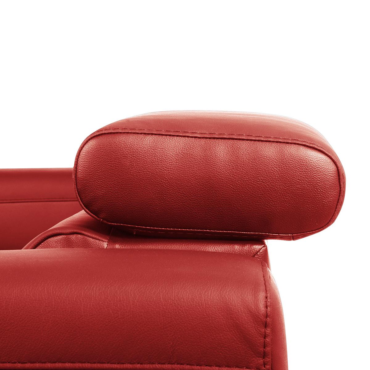 Ecksofa Torino Teilleder Rot 247x173 - Rot/Schwarz, Design, Leder/Textil (247/173cm) - Livetastic