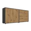 Sideboard Mailand3b:158cmanthrazit/eiche - Anthrazit/Schwarz, MODERN, Holzwerkstoff (158/73/33cm) - MID.YOU