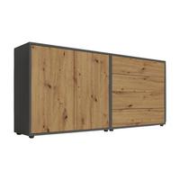 Sideboard Mailand3b:158cmanthrazit/eiche - Anthrazit/Schwarz, MODERN, Holzwerkstoff (158/73/33cm) - MID.YOU