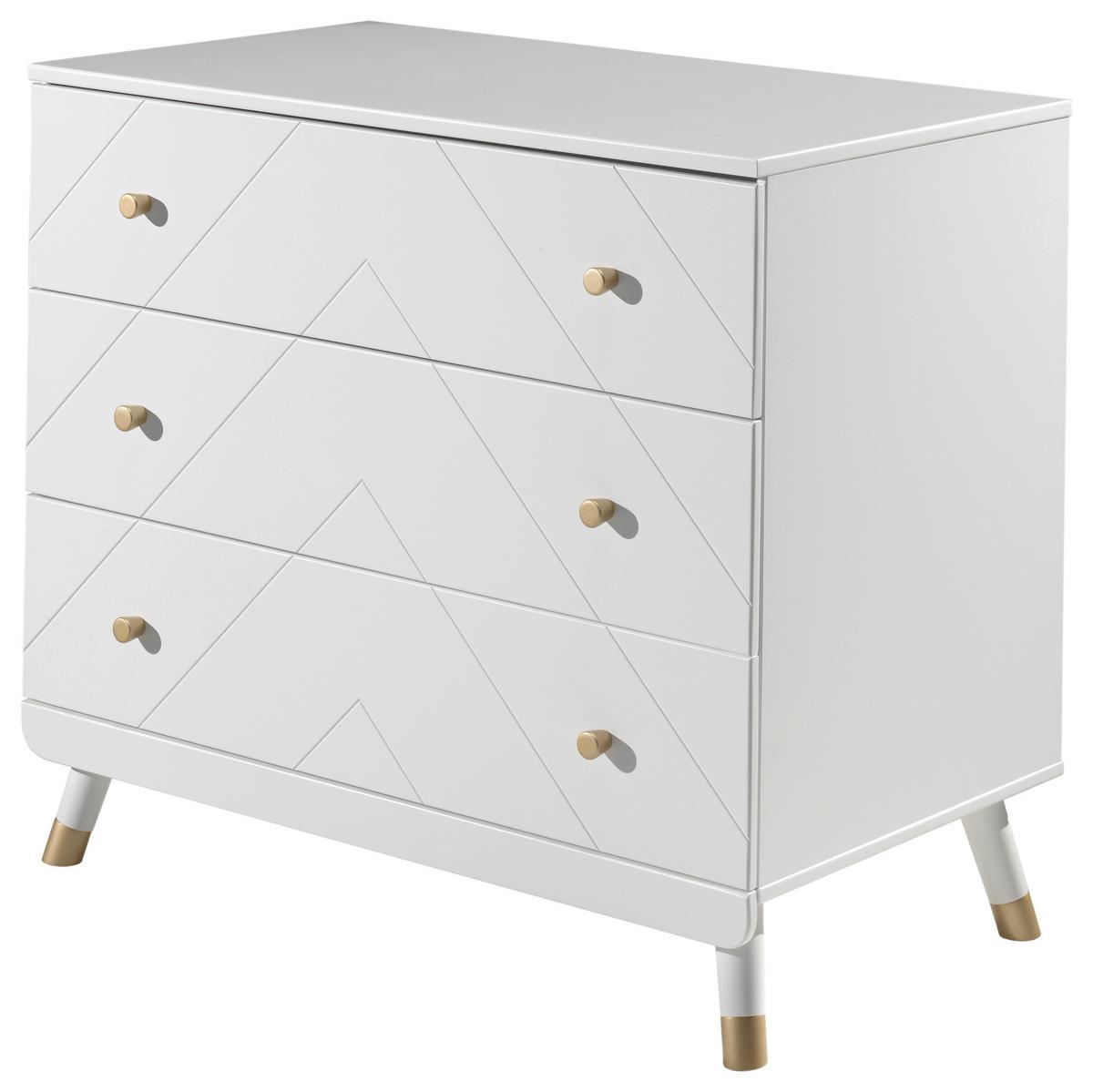 Komoda BILLY bílá - bílá/barvy zlata, Moderní, kompozitní dřevo/plast (100/89/57cm) - MID.YOU