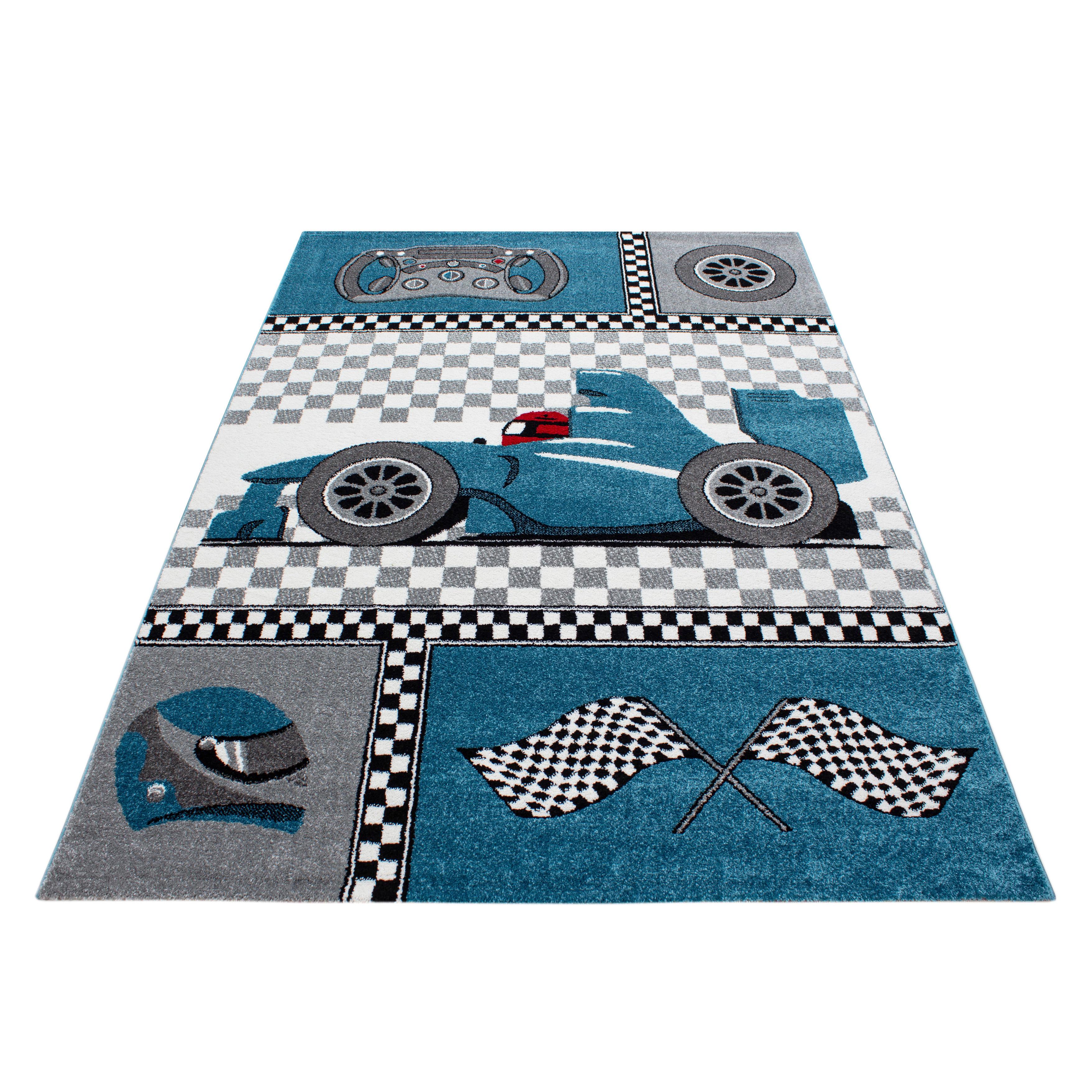Kinderteppich Fahrzeug Blau Kids 80x150 cm - Blau, Trend, Textil (80/150cm) - Ben'n'jen