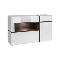 Široká komoda CROSS bílá - bílá/barvy jilmu, Moderní, kompozitní dřevo/plast (150/90/45cm) - Premium Living