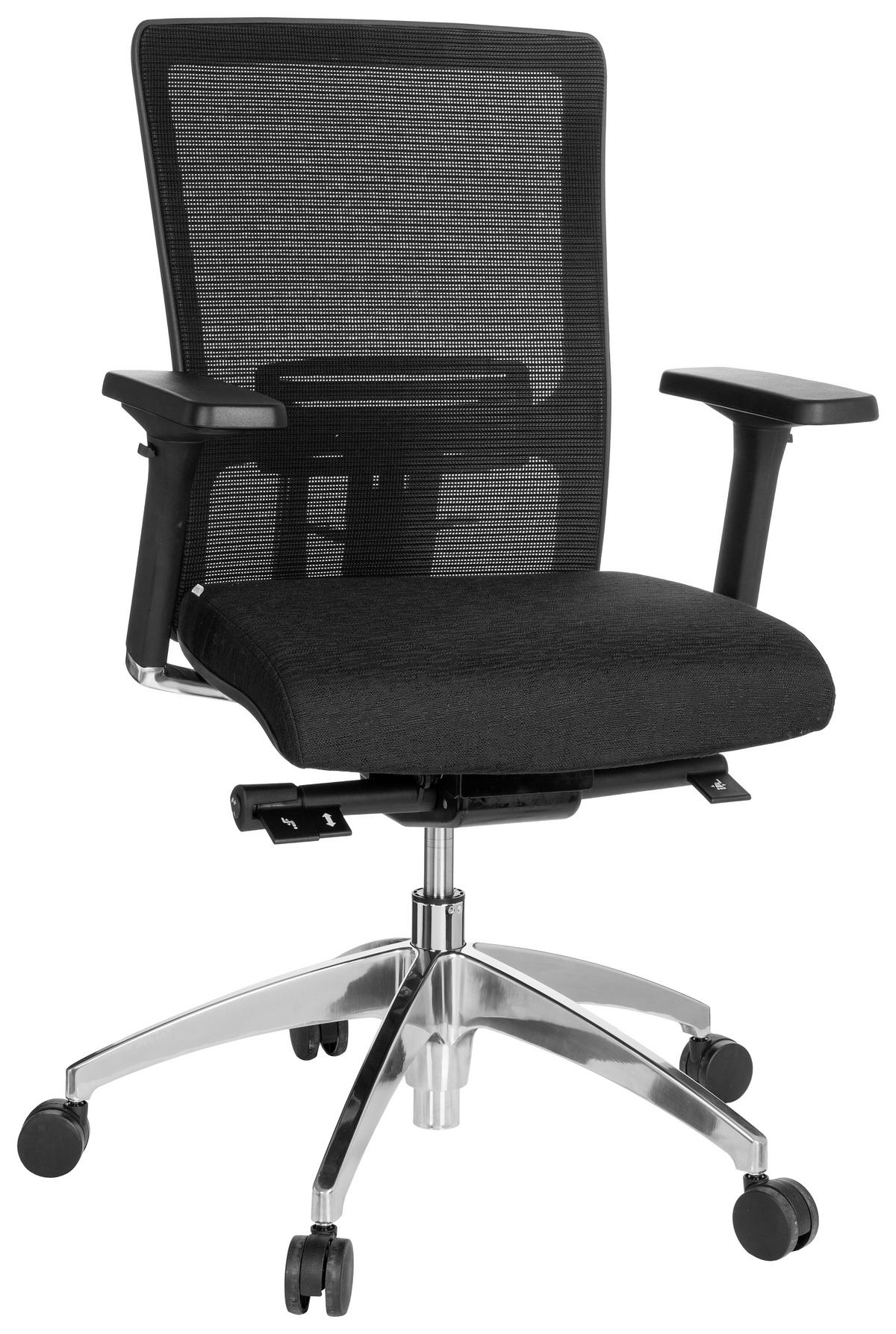 Drehstuhl Astra Base Schwarz - Alufarben/Schwarz, MODERN, Kunststoff/Textil (57/113/52cm) - MID.YOU