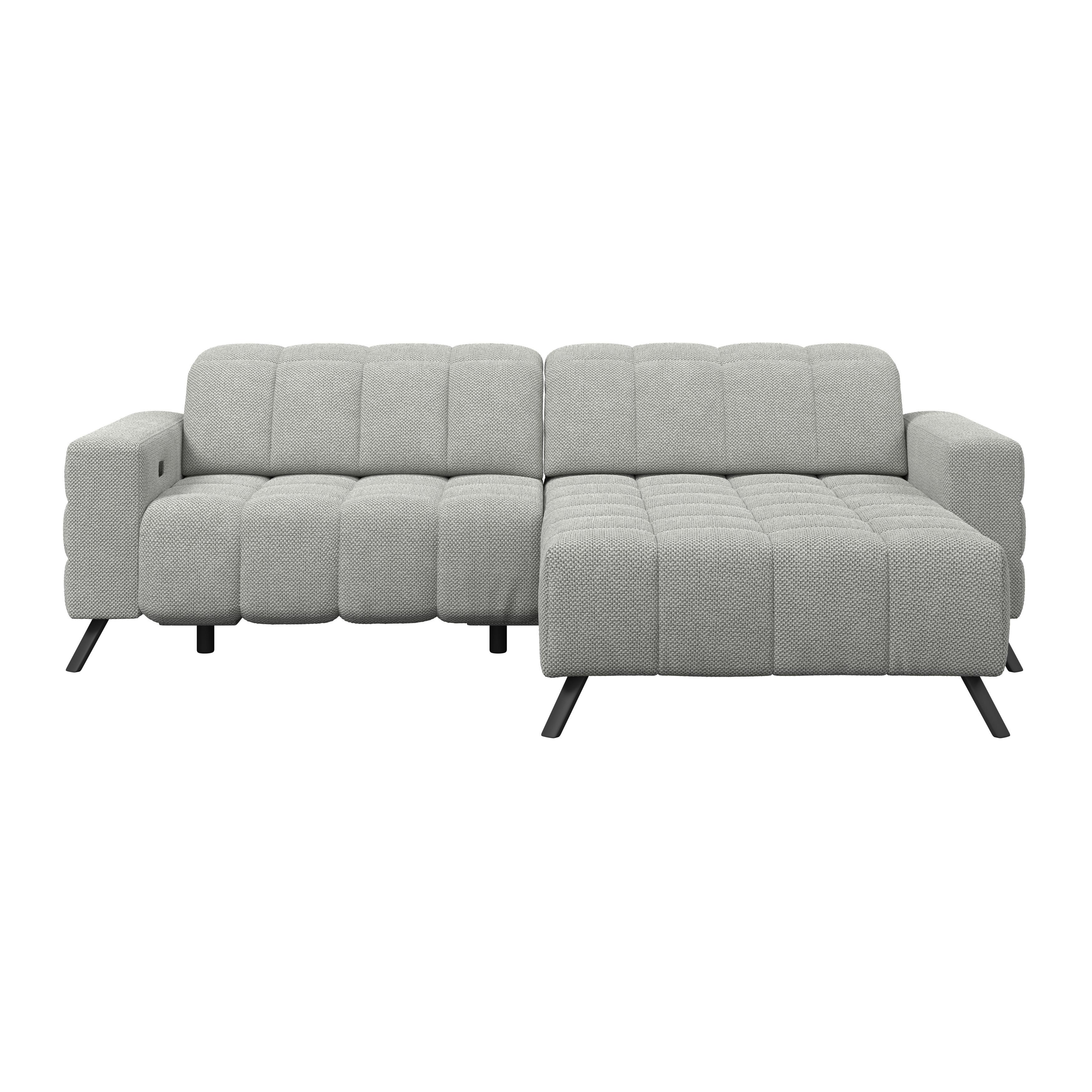 Ecksofa Milano Microfaser hellgrau, B: 256 cm - Hellgrau/Schwarz, MODERN, Holz/Textil (256/178cm) - Luca Bessoni
