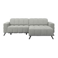 Ecksofa Milano Microfaser hellgrau, B: 256 cm - Hellgrau/Schwarz, MODERN, Holz/Textil (256/178cm) - Luca Bessoni