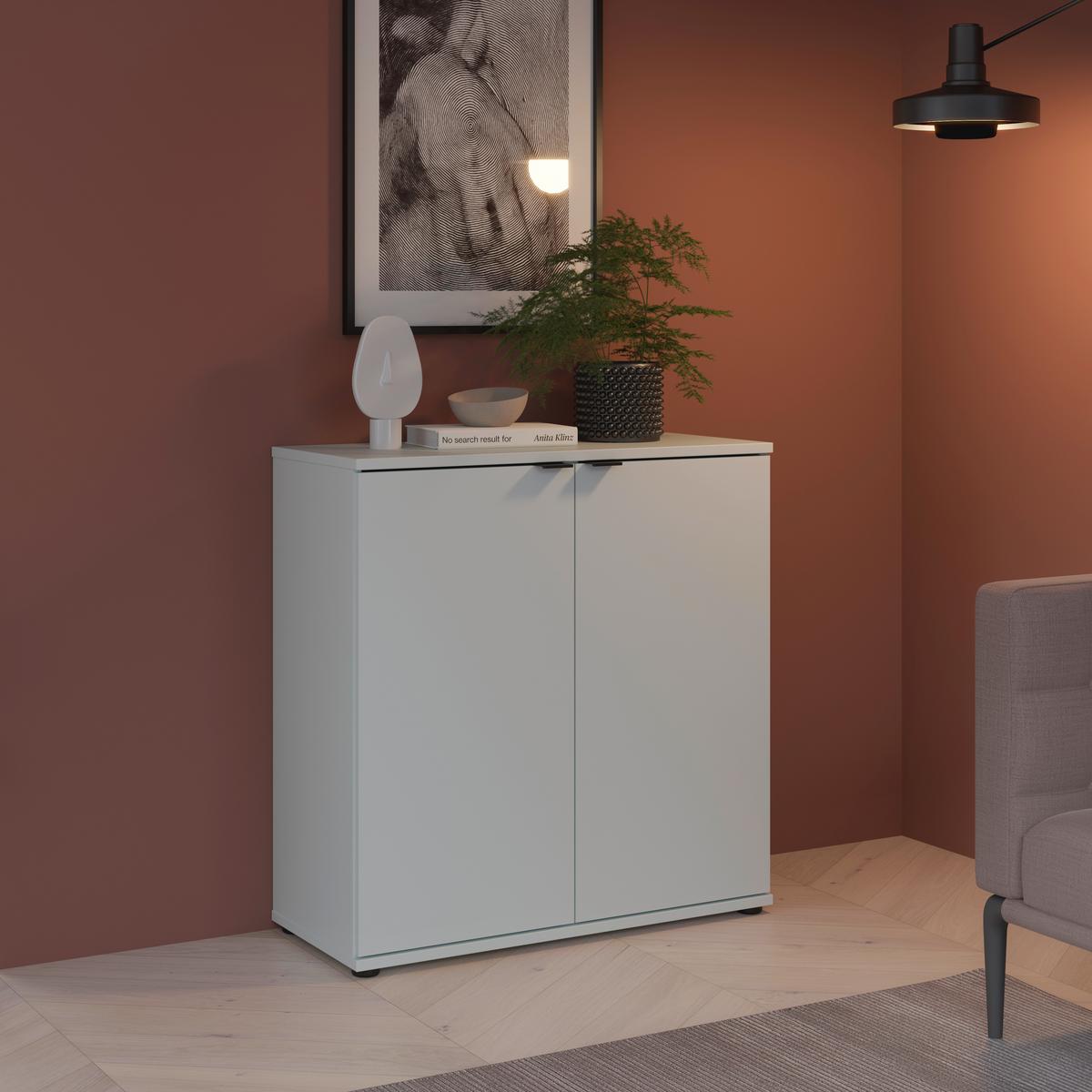Komoda Ganymede, svetlosivá, š: 80 cm - čierna/svetlosivá, Modern, kov/kompozitné drevo (80,1/82,3/34,1cm)