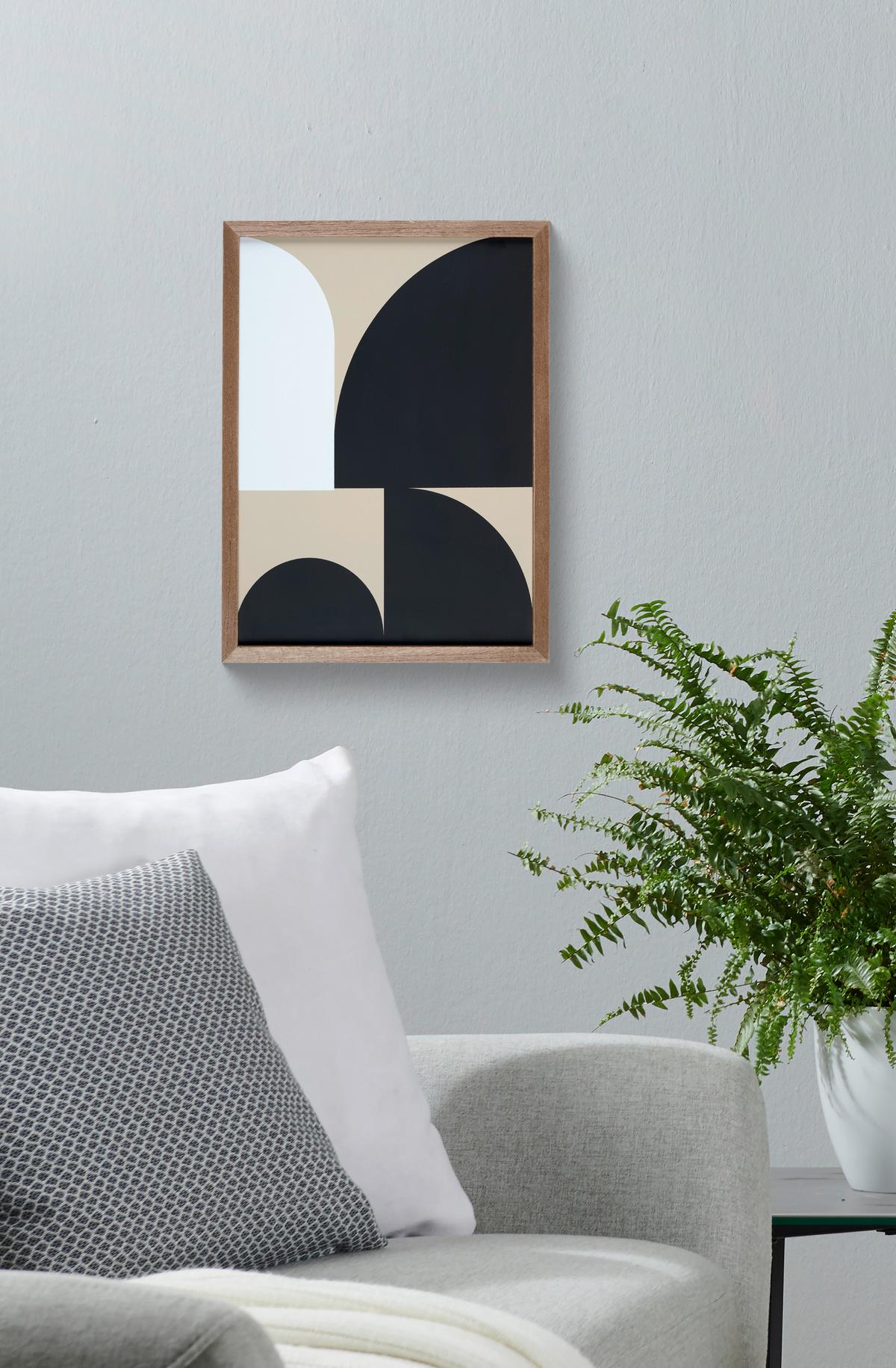 Nástěnná dekorace Clea - černá/béžová, Basics, dřevo/papír (30/40/1,5cm) - Modern Living